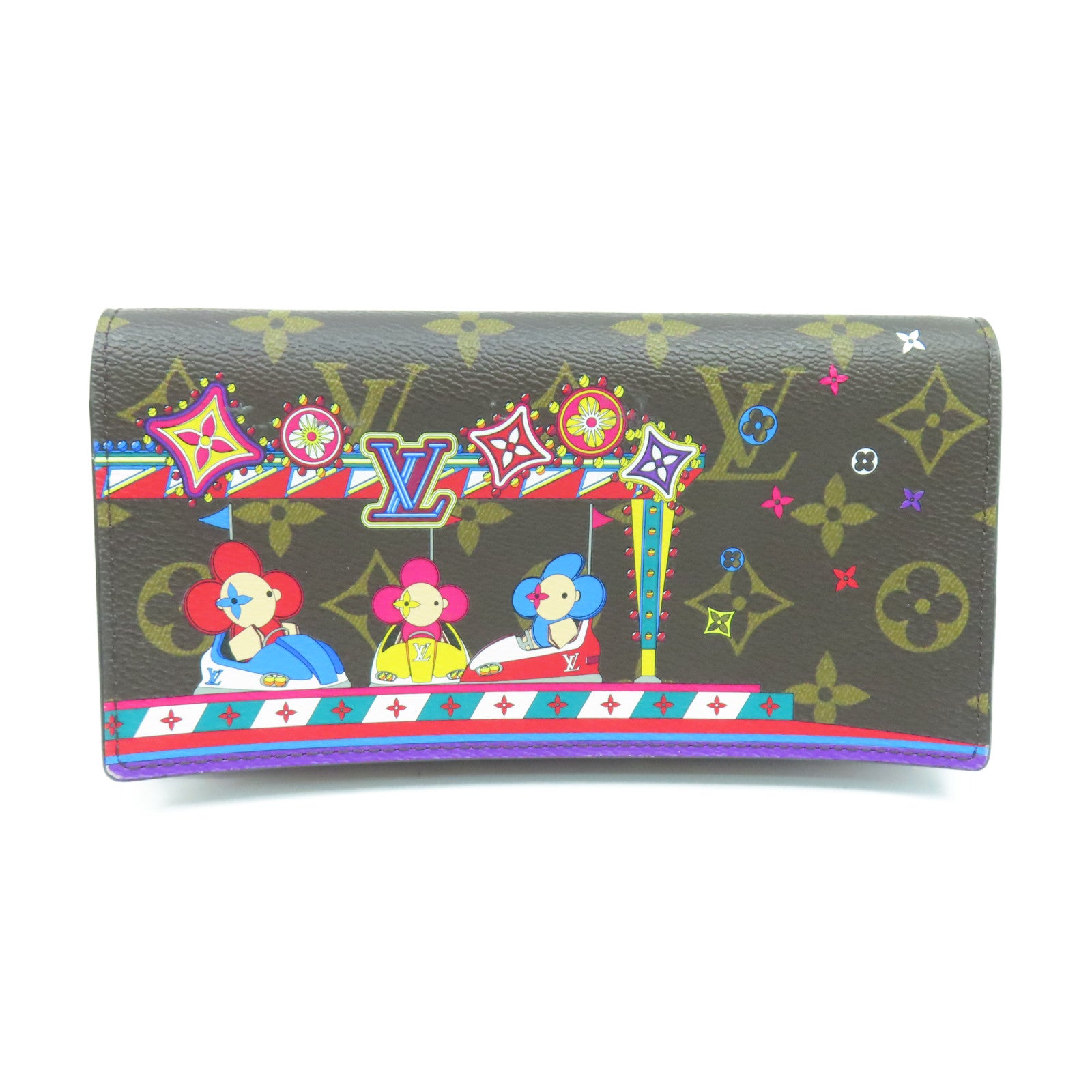 LOUIS VUITTON Monogram Portefeuille Sarah NM Bifold Purse金扣長錢包棕色