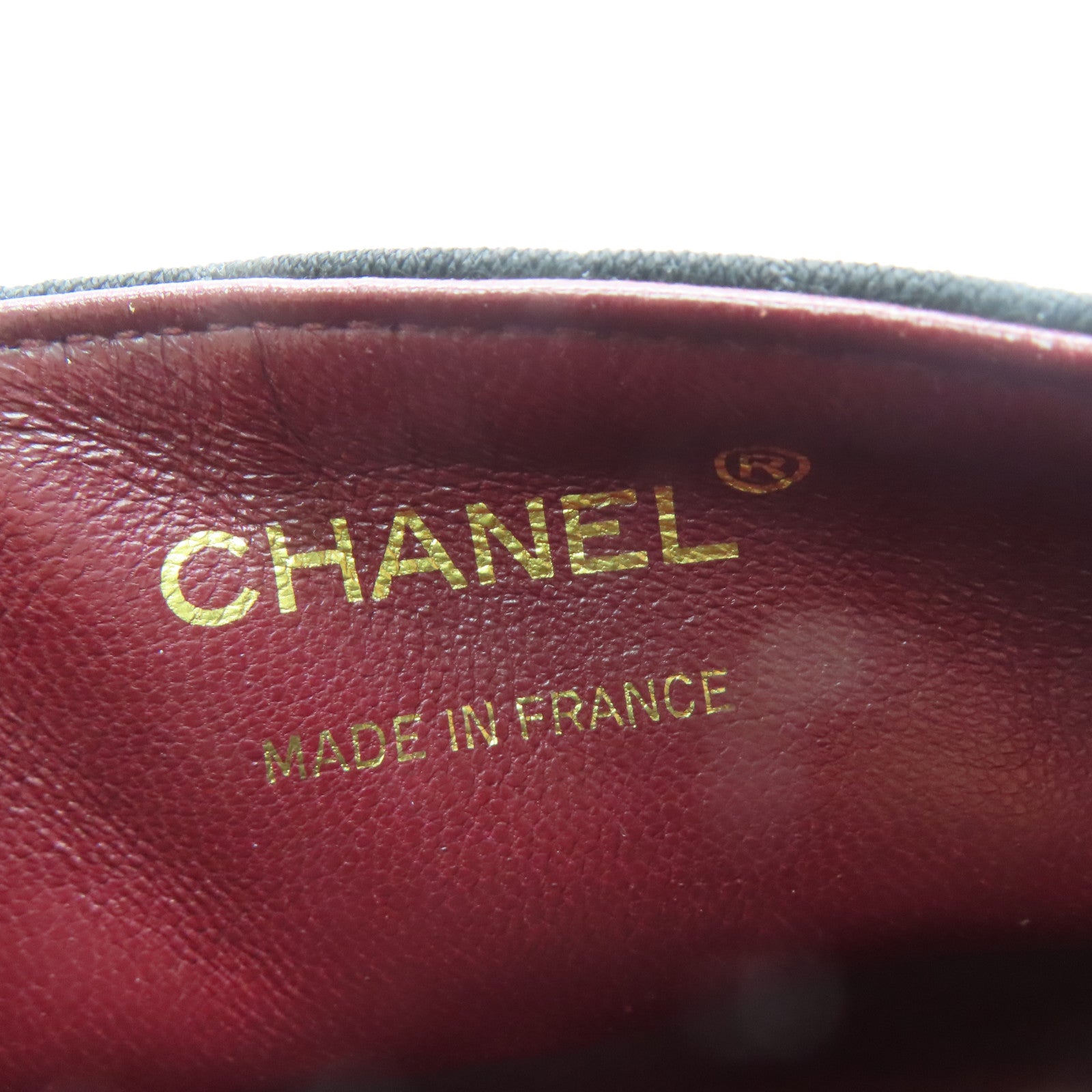 CHANEL diamond fabric / sheepskin leather Vintage 20cm gold buckle chain shoulder bag black