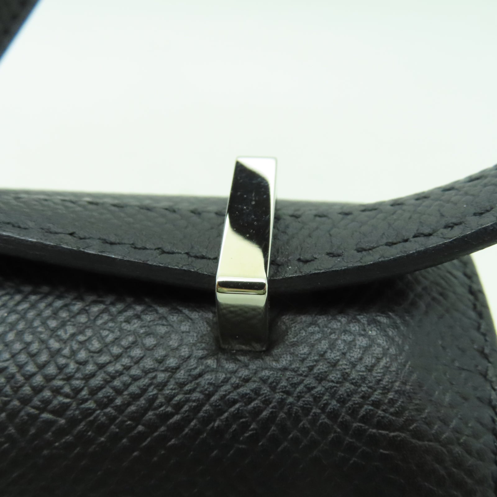 HERMES Epsom皮革Constance Elan銀扣肩背袋黑色