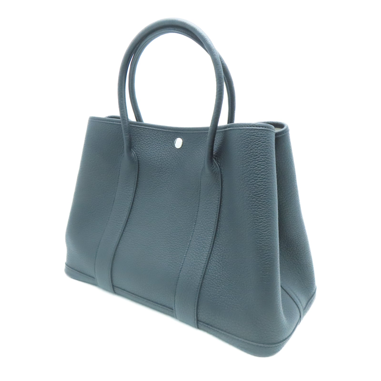 HERMES Taurillon Clemence皮革GardenParty PM銀扣手挽袋黑色