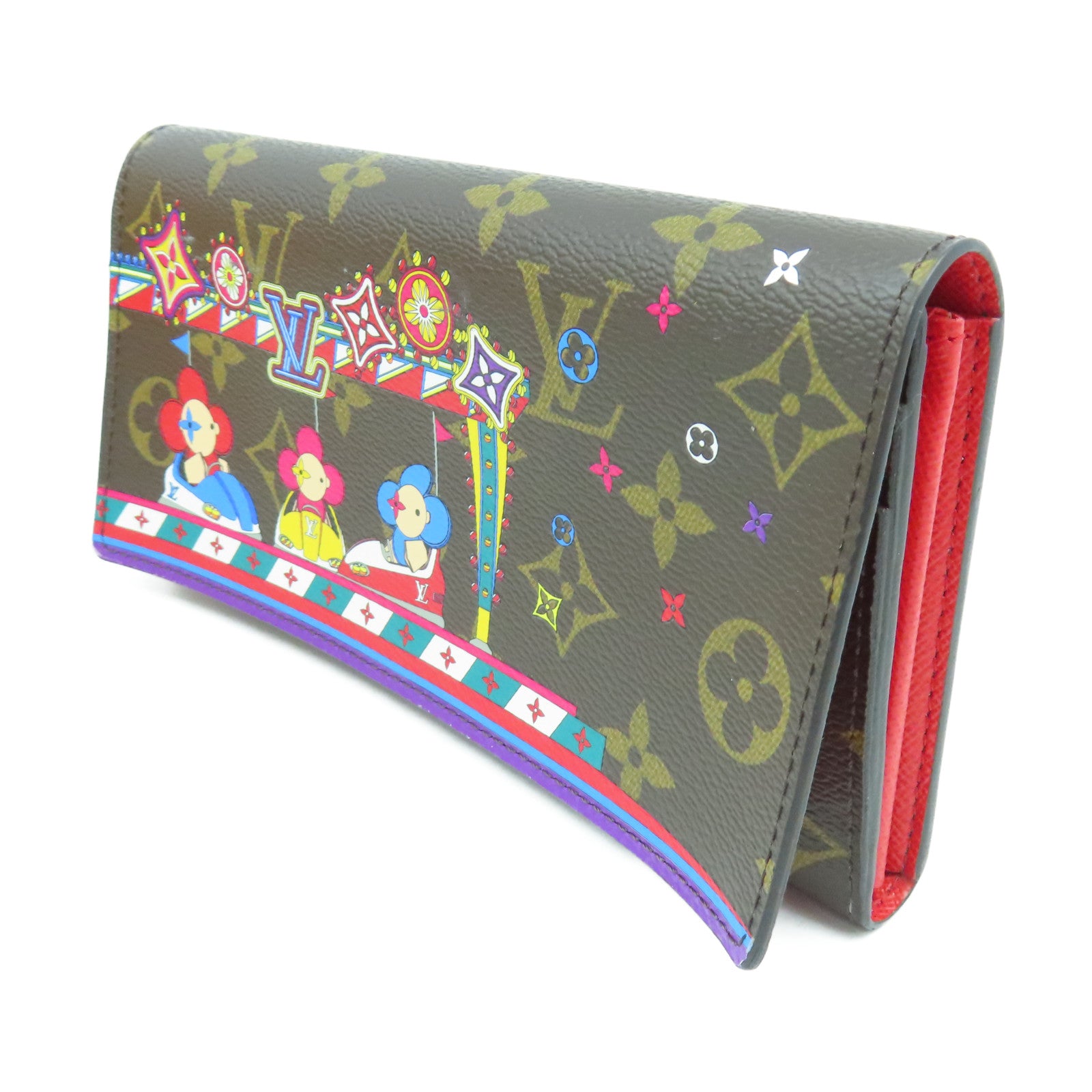 LOUIS VUITTON Monogram Portefeuille Sarah NM Bifold Purse金扣長錢包棕色