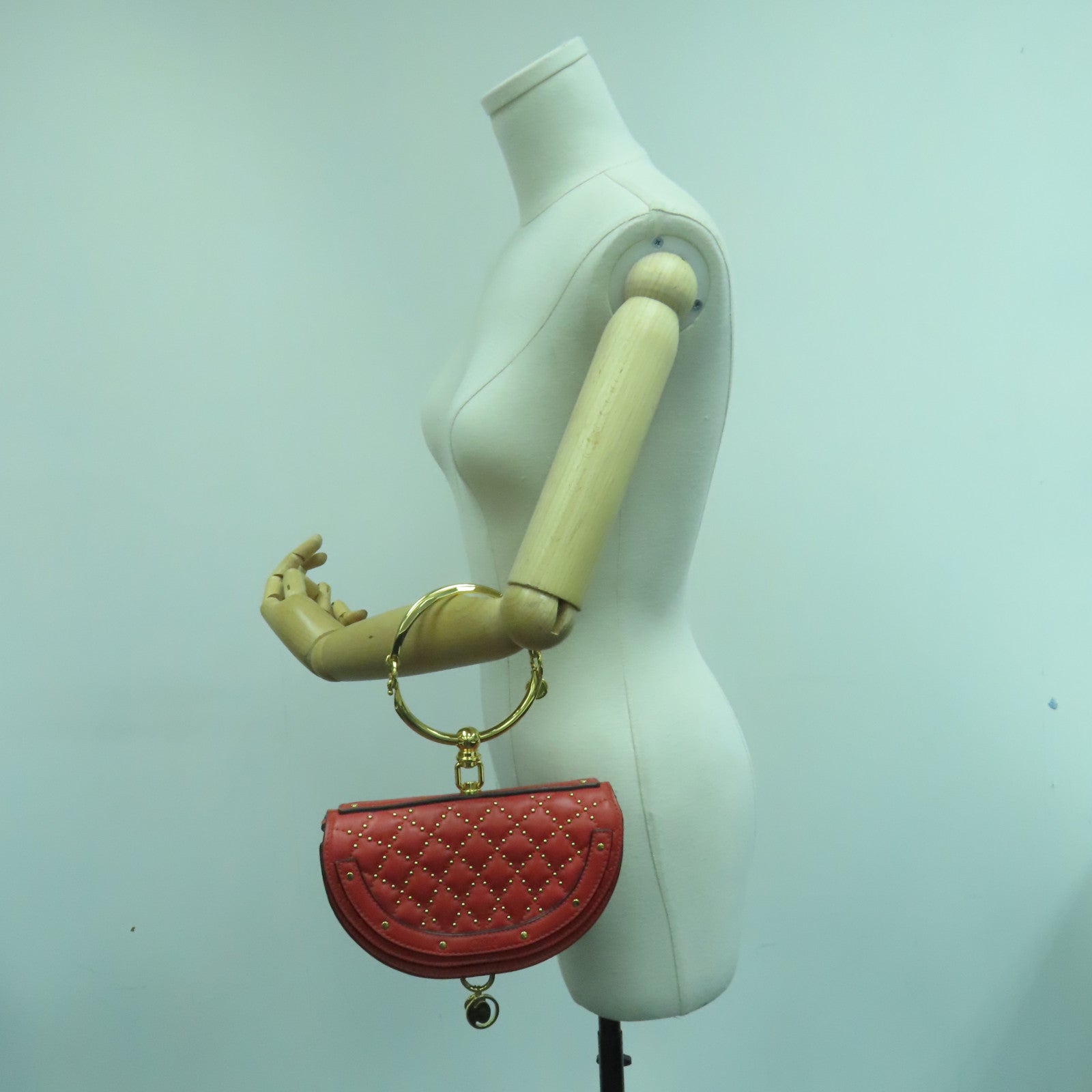Chloe 牛皮皮革Hand Bag金扣手挽袋红色