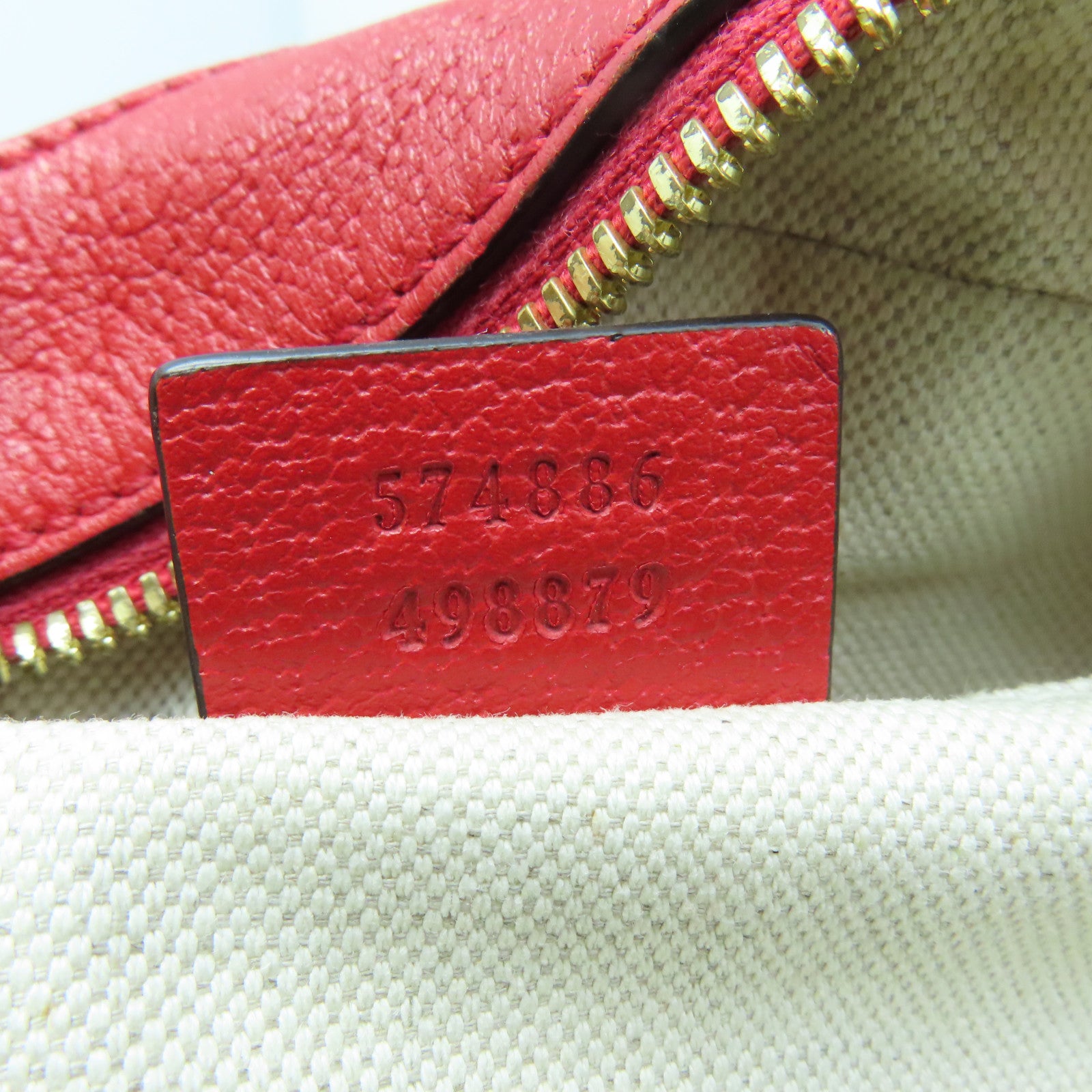 GUCCI Coated Canvas Shoulder Bag Gold Buckle Red/Grey