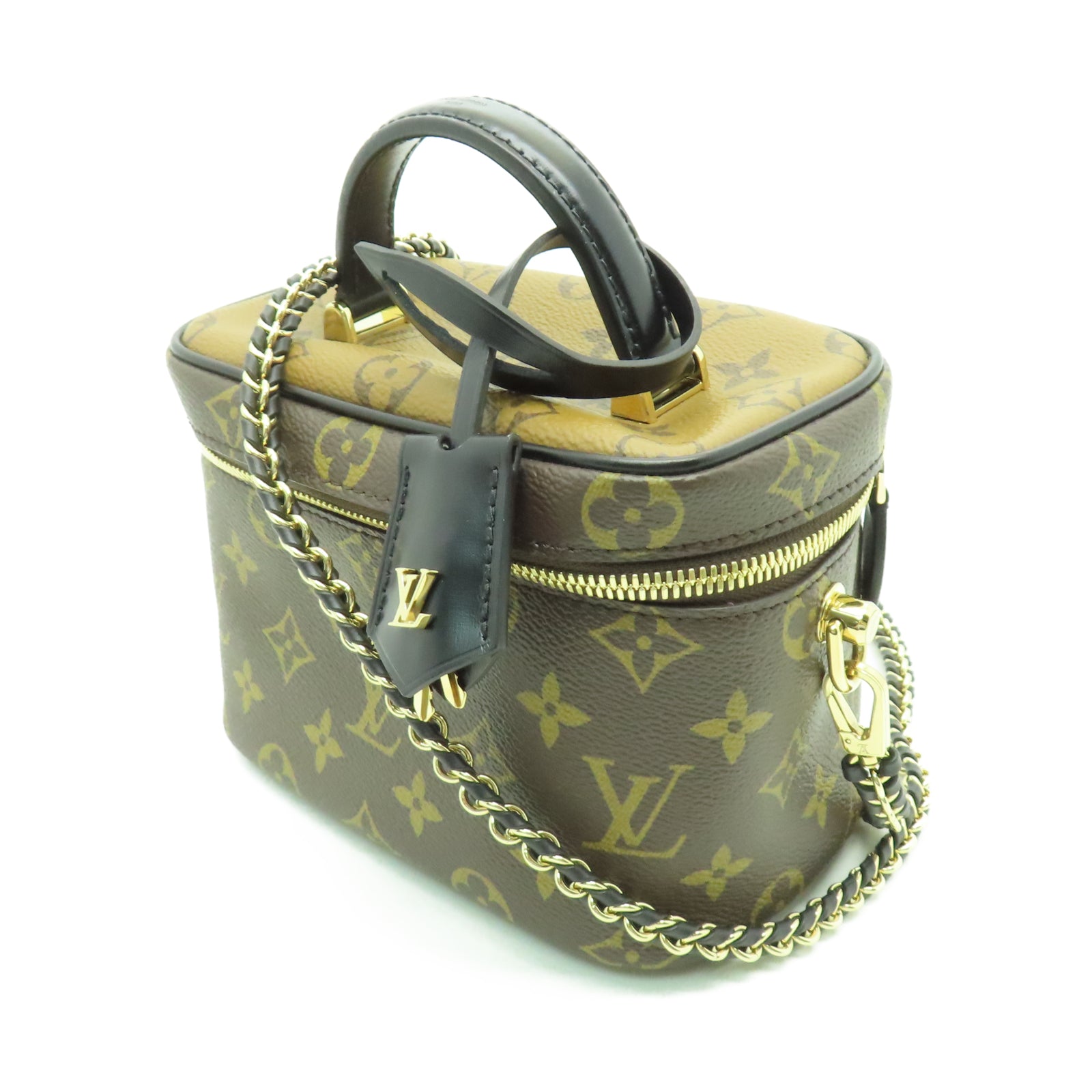 LOUIS VUITTON Monogram Vanity PM金扣手挽肩背兩用袋啡色