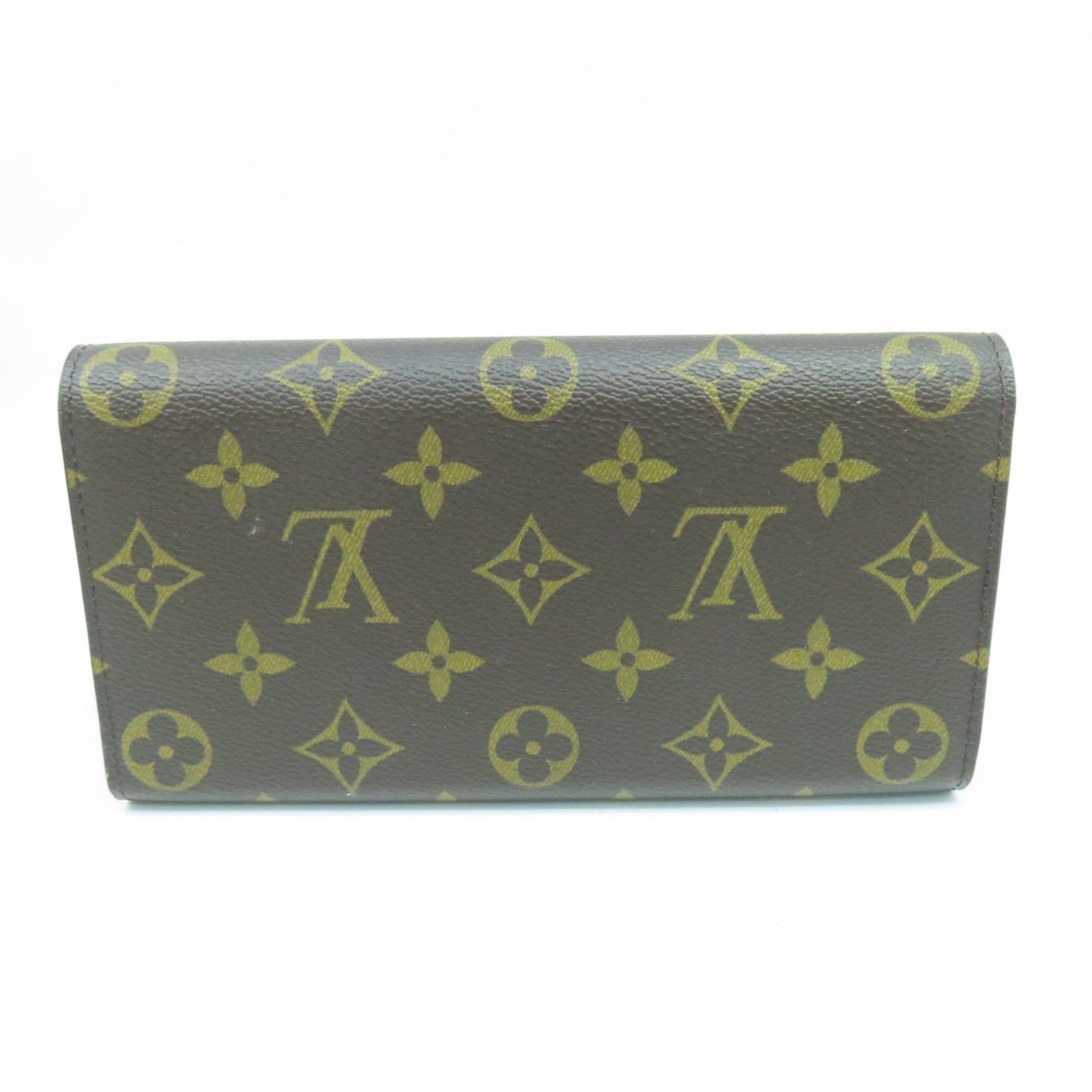 LOUIS VUITTON Monogram Portefeuille Sarah NM Bifold Purse金扣長錢包棕色