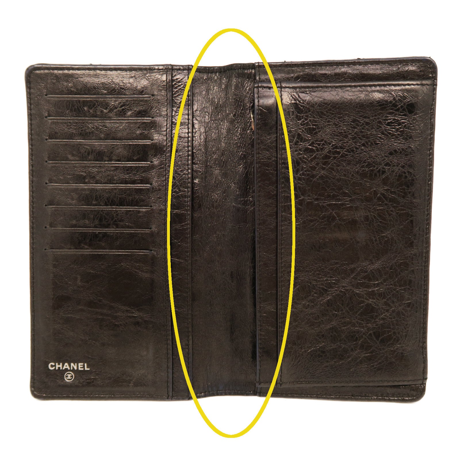 CHANEL rhombic cowhide leather 2.55 Long Wallet silver buckle long wallet black