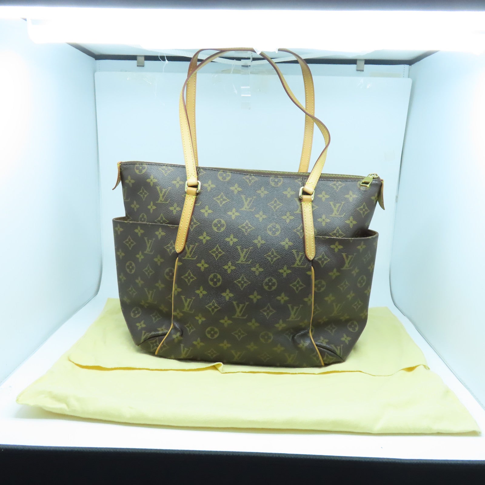 LOUIS VUITTON Monogram Totally MM金扣手挽袋棕色