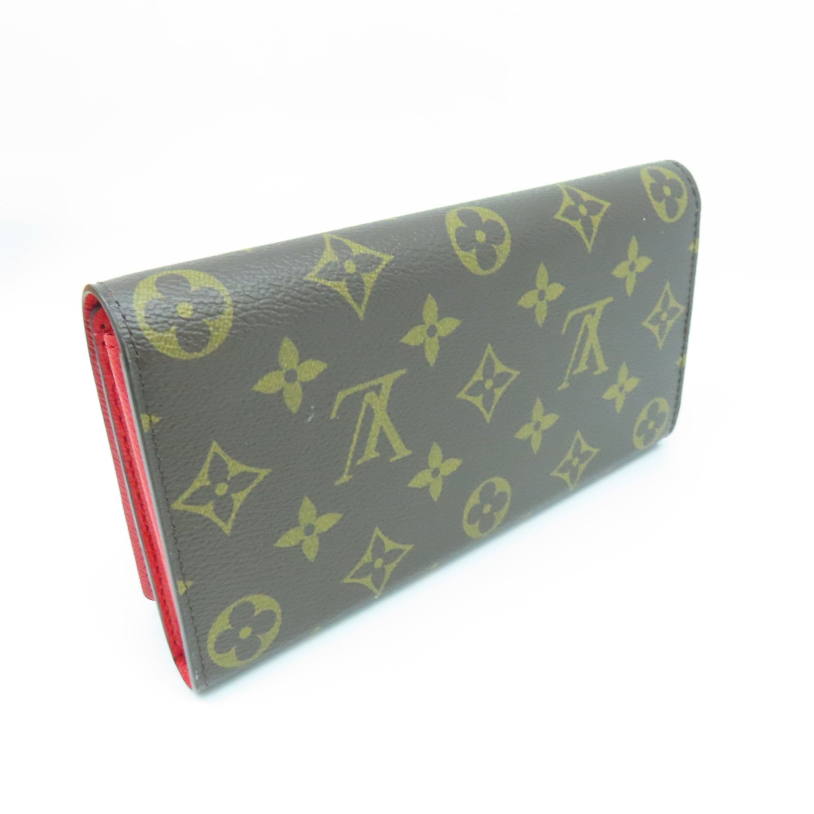 LOUIS VUITTON Monogram Portefeuille Sarah NM Bifold Purse金扣長錢包棕色