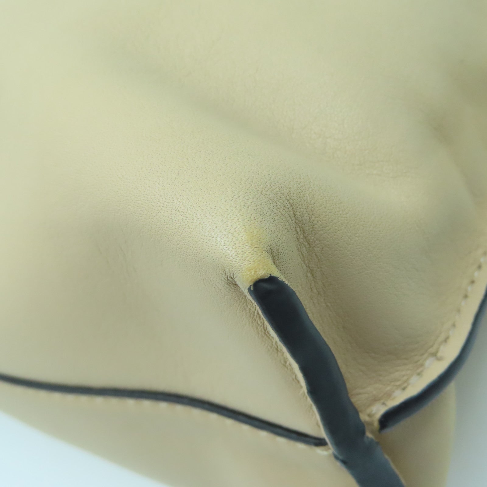 LOEWE Leather Clutch Flamenco Gold Buckle Chain Shoulder Bag Beige