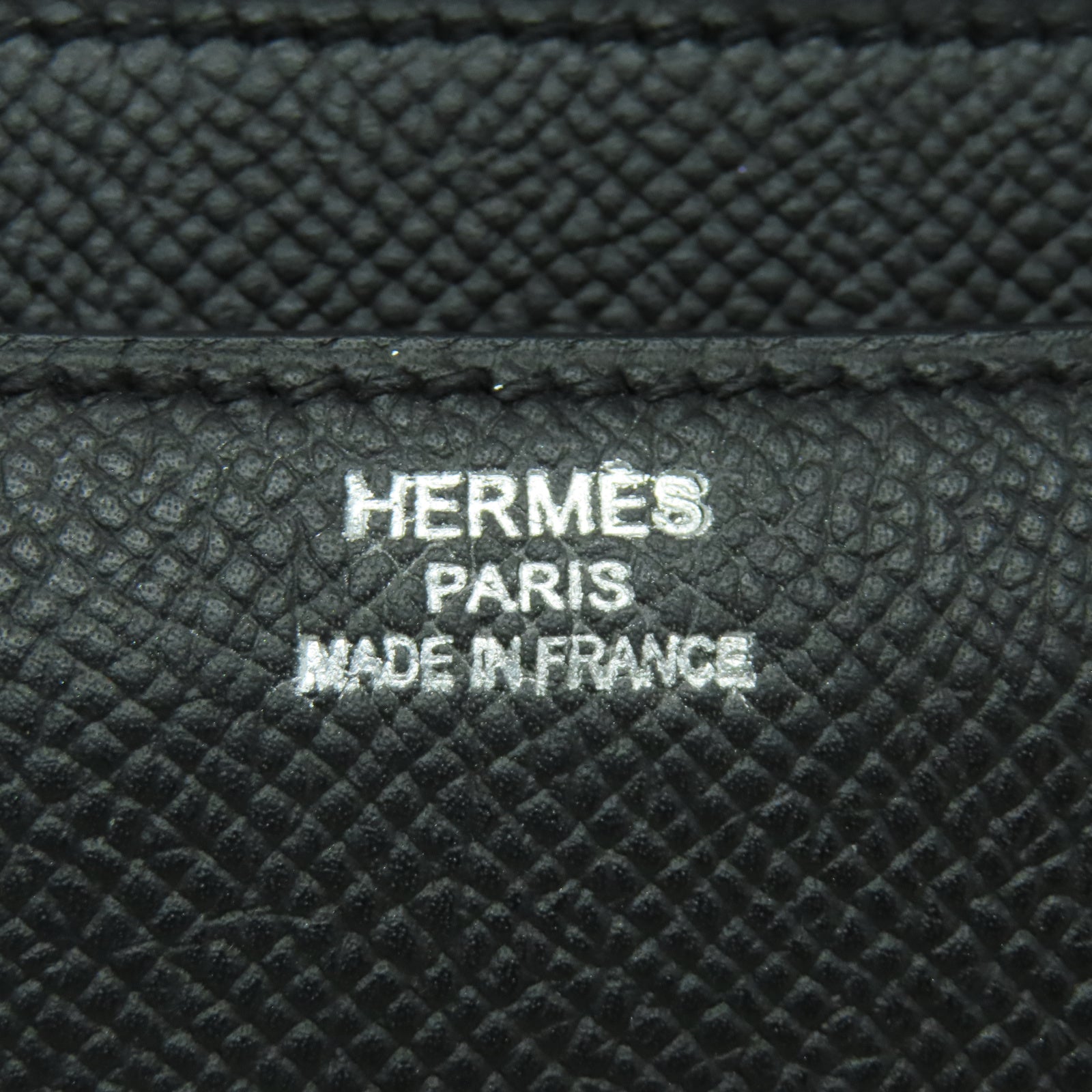 HERMES Epsom皮革Constance Elan銀扣肩背袋黑色