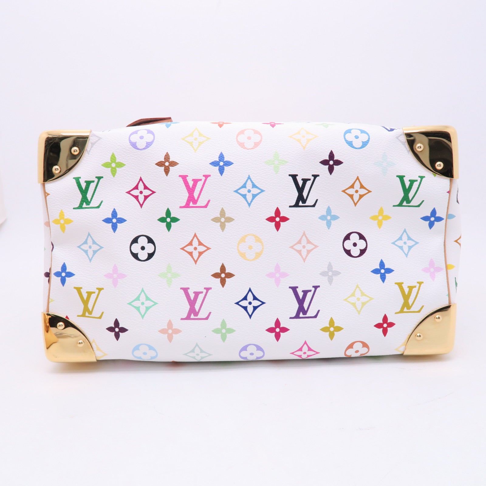 LOUIS VUITTON Monogram Multicolore Speedy 30金扣手挽袋白色