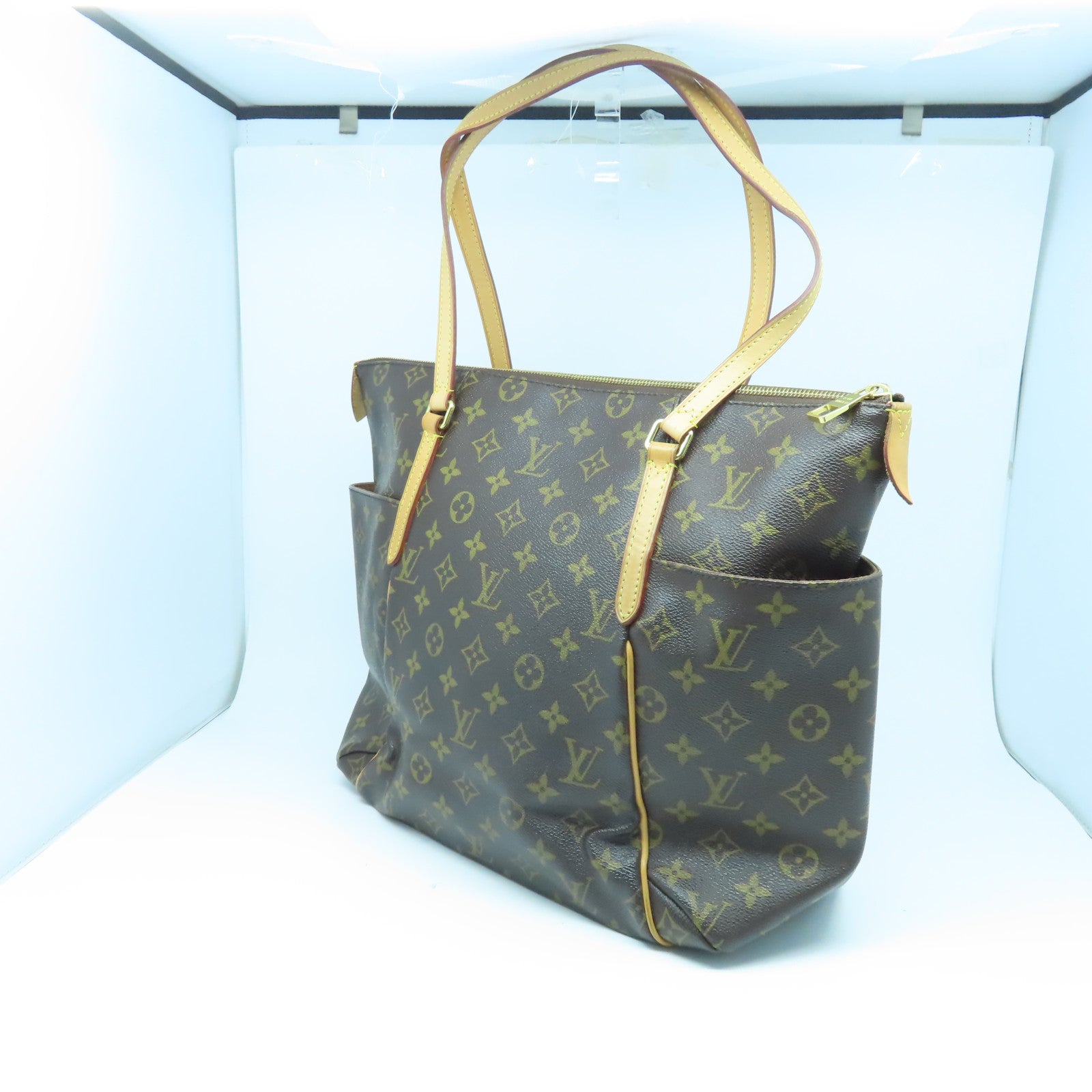 LOUIS VUITTON Monogram Totally MM金扣手挽袋棕色