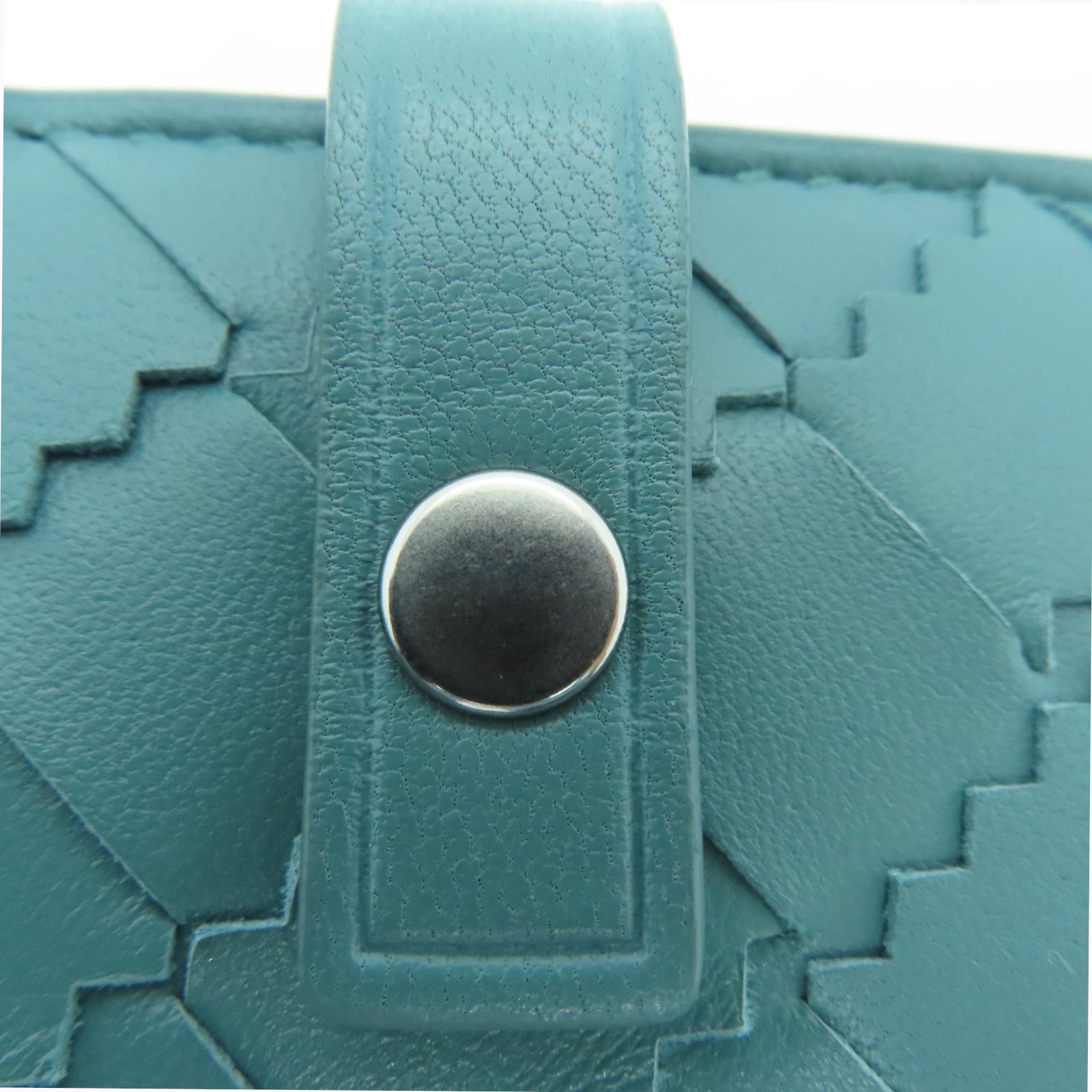 BOTTEGA VENETA 织纹皮革Wallet银扣钱包绿色