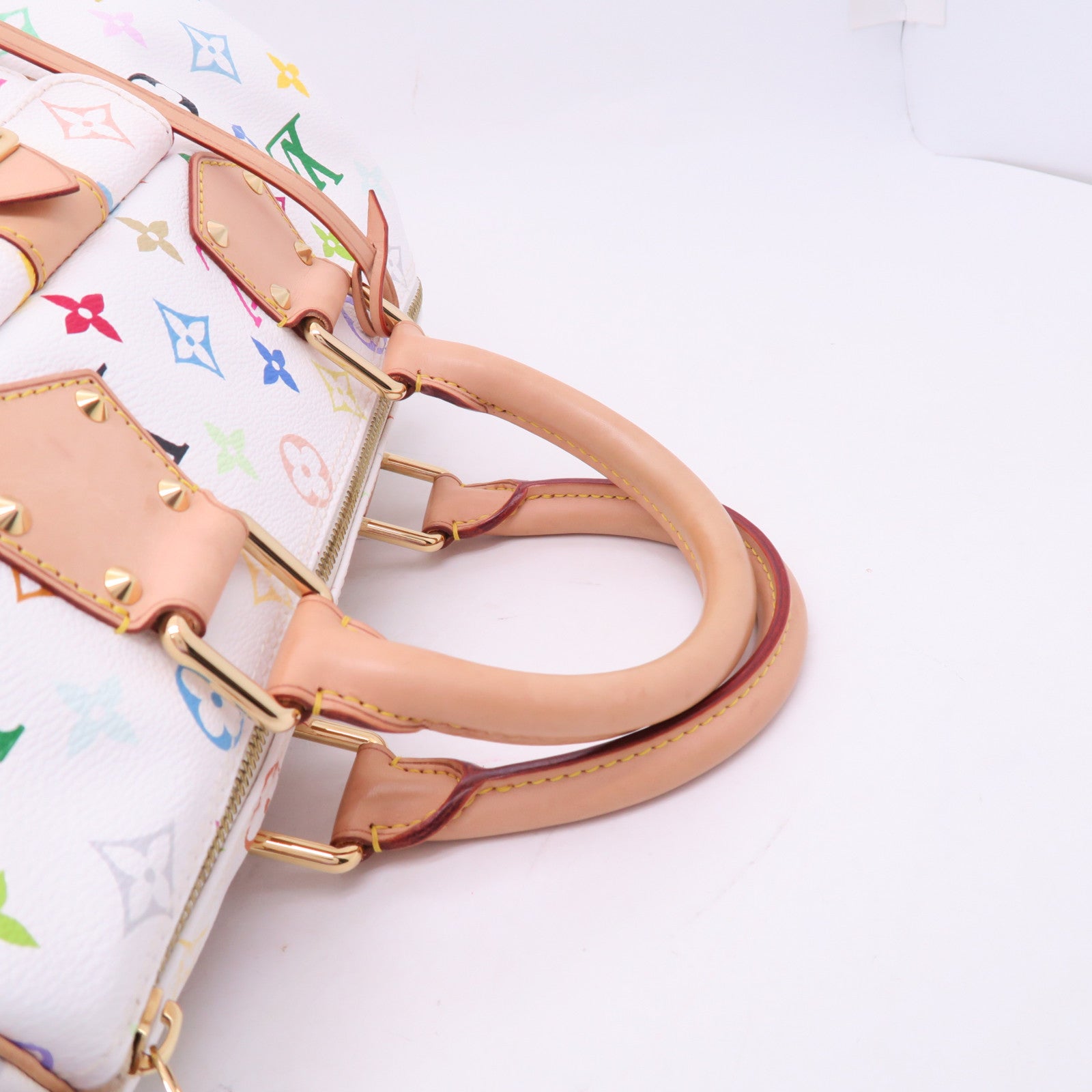 LOUIS VUITTON Monogram Multicolore Speedy 30金扣手挽袋白色