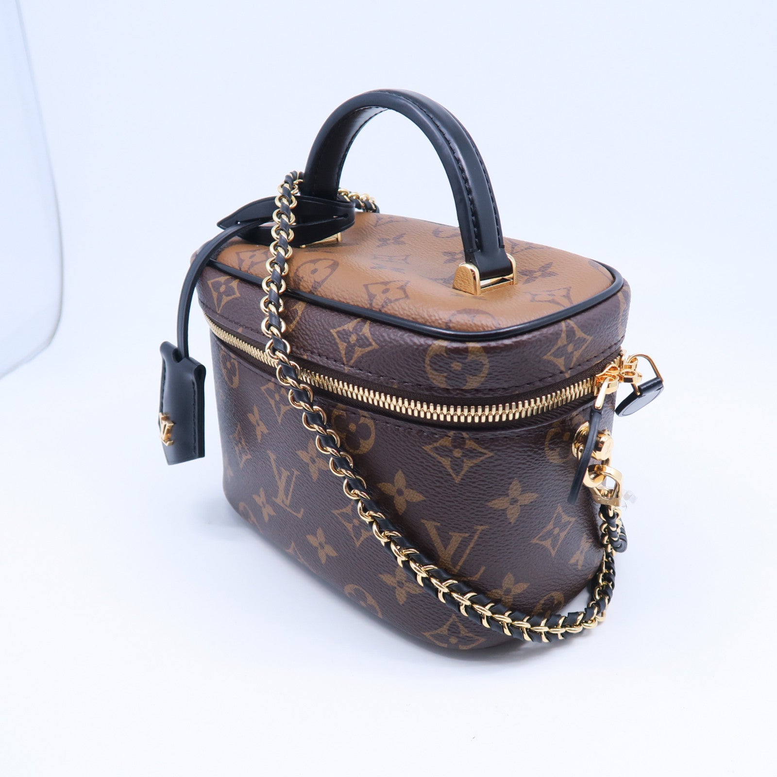 LOUIS VUITTON Monogram Vanity PM金扣手挽肩背兩用袋棕色