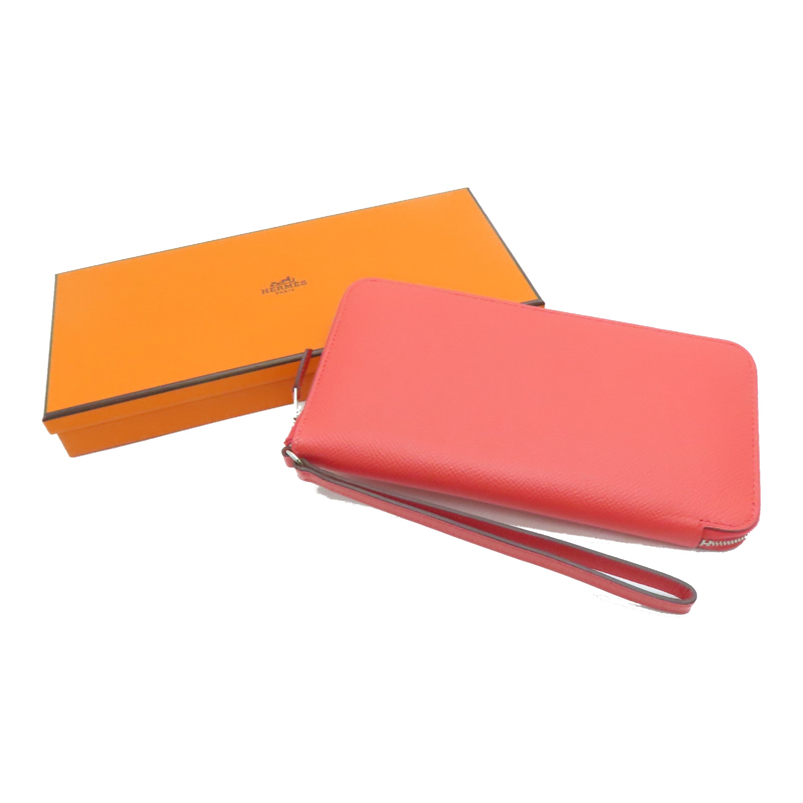 HERMES 【激减优惠】Epsom皮革Azap Wallet With Lucky Wrist Strap拉链长钱包Rose Jaipur粉红色