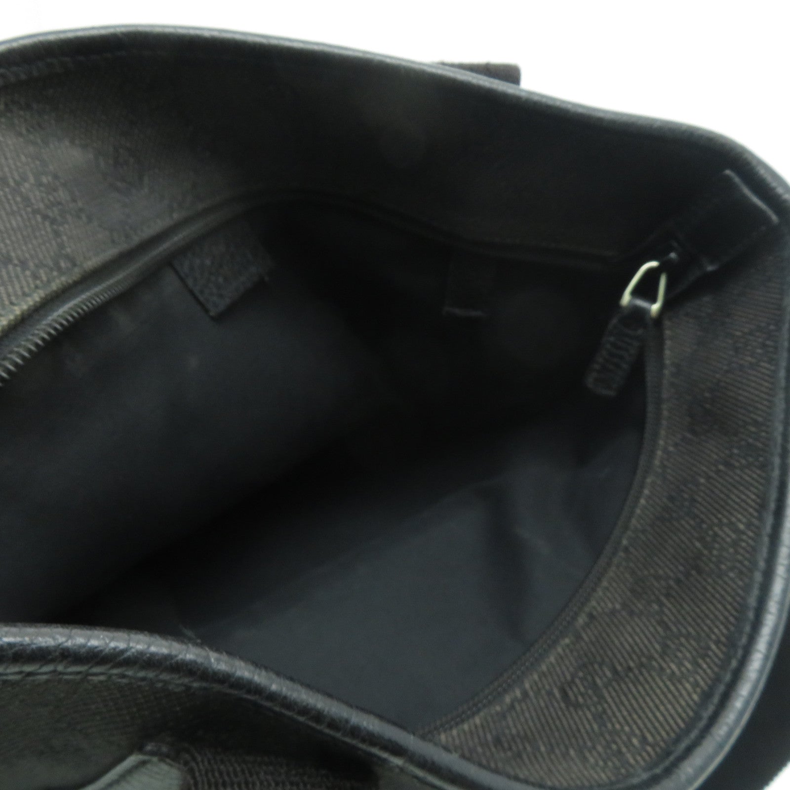 GUCCI 【激減優惠】帆布/皮革Tote Bag銀扣手挽袋黑色