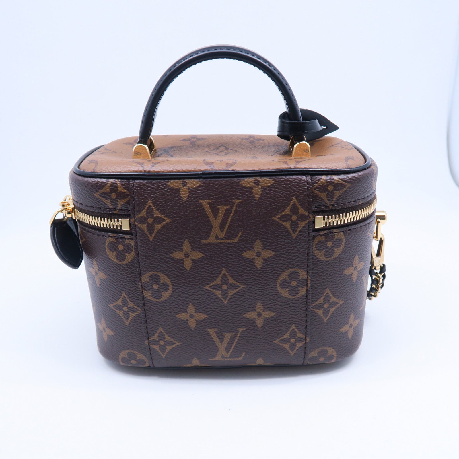 LOUIS VUITTON Monogram Vanity PM金扣手挽肩背兩用袋棕色
