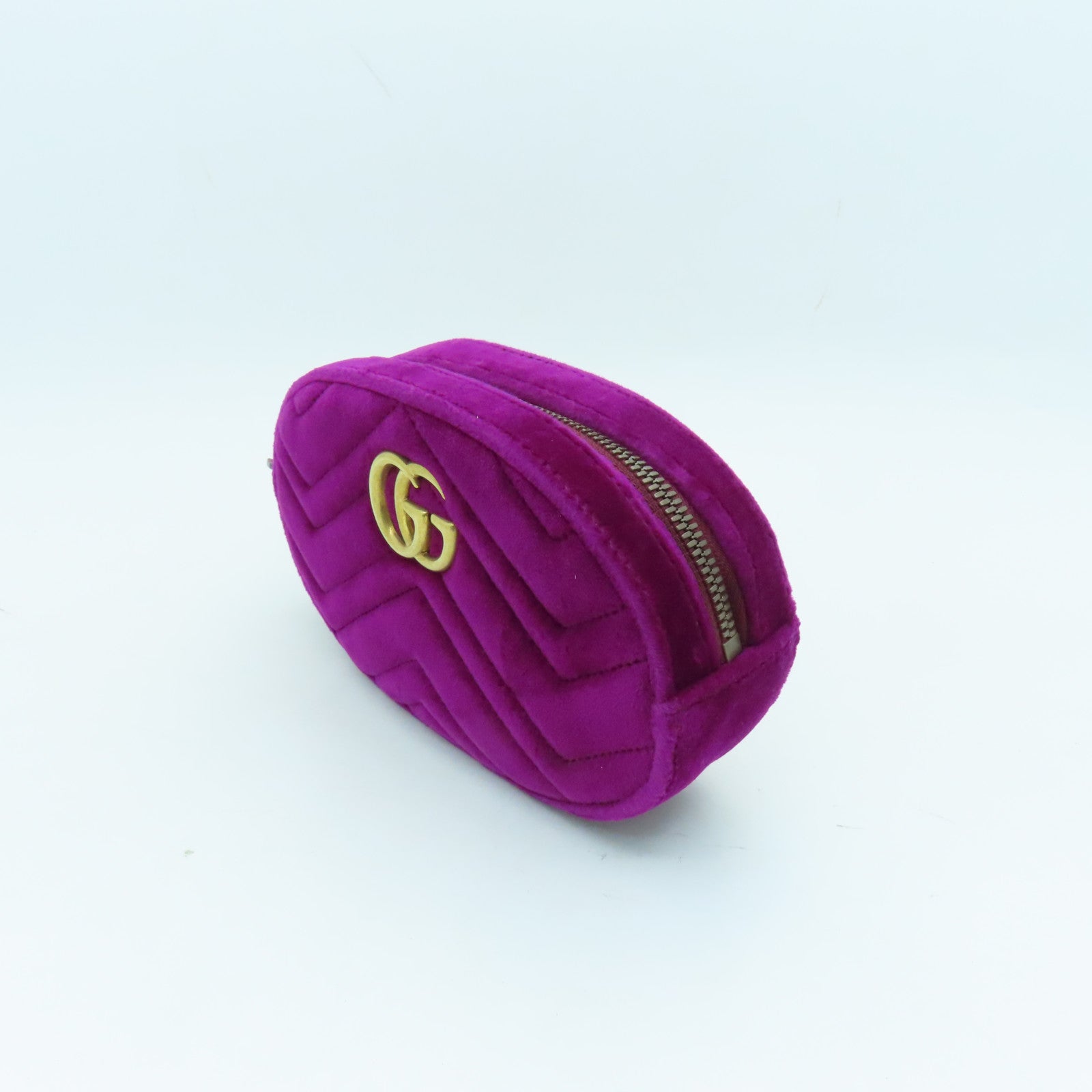 GUCCI Velvet GG Marmont Belt Bag Purple