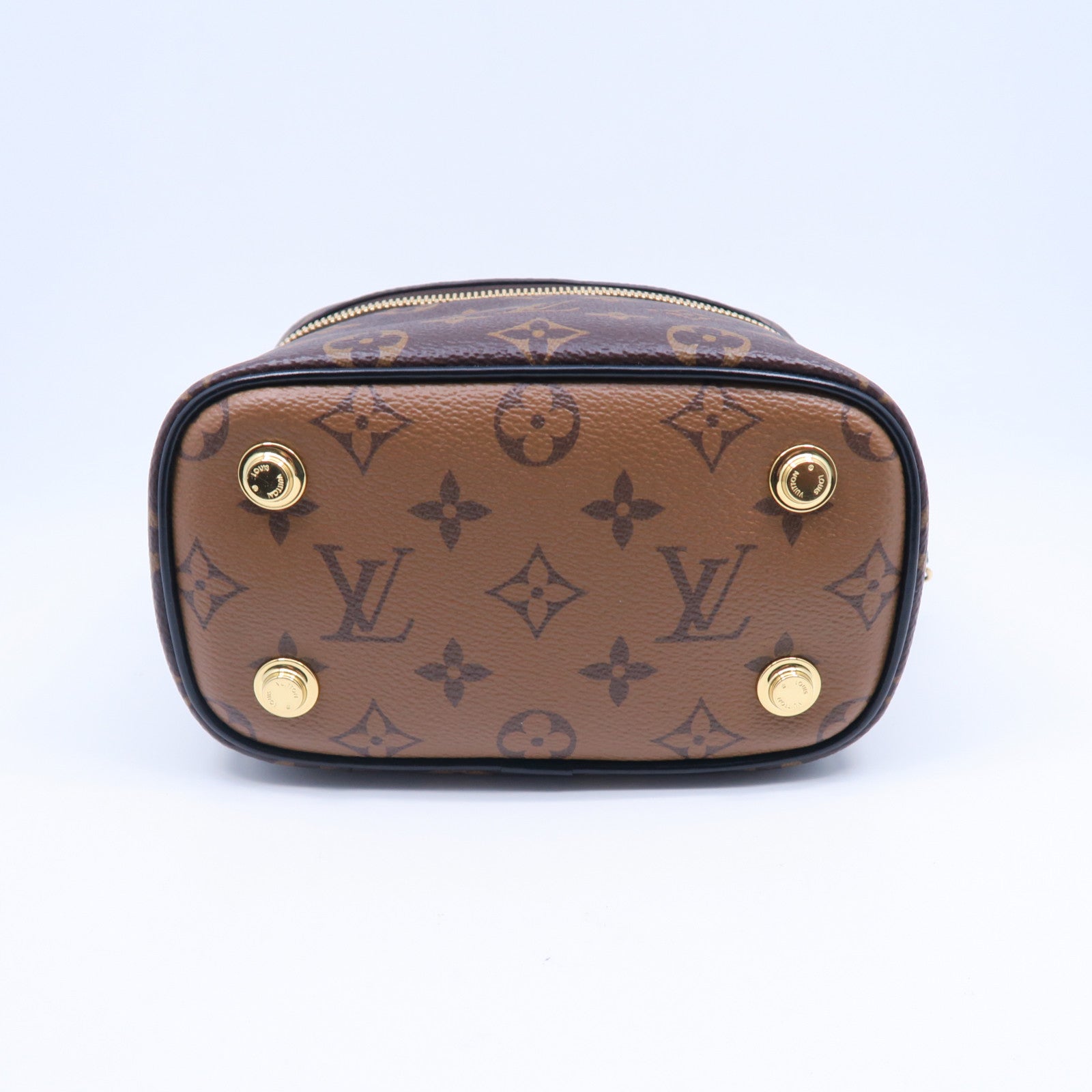 LOUIS VUITTON Monogram Vanity PM金扣手挽肩背兩用袋棕色