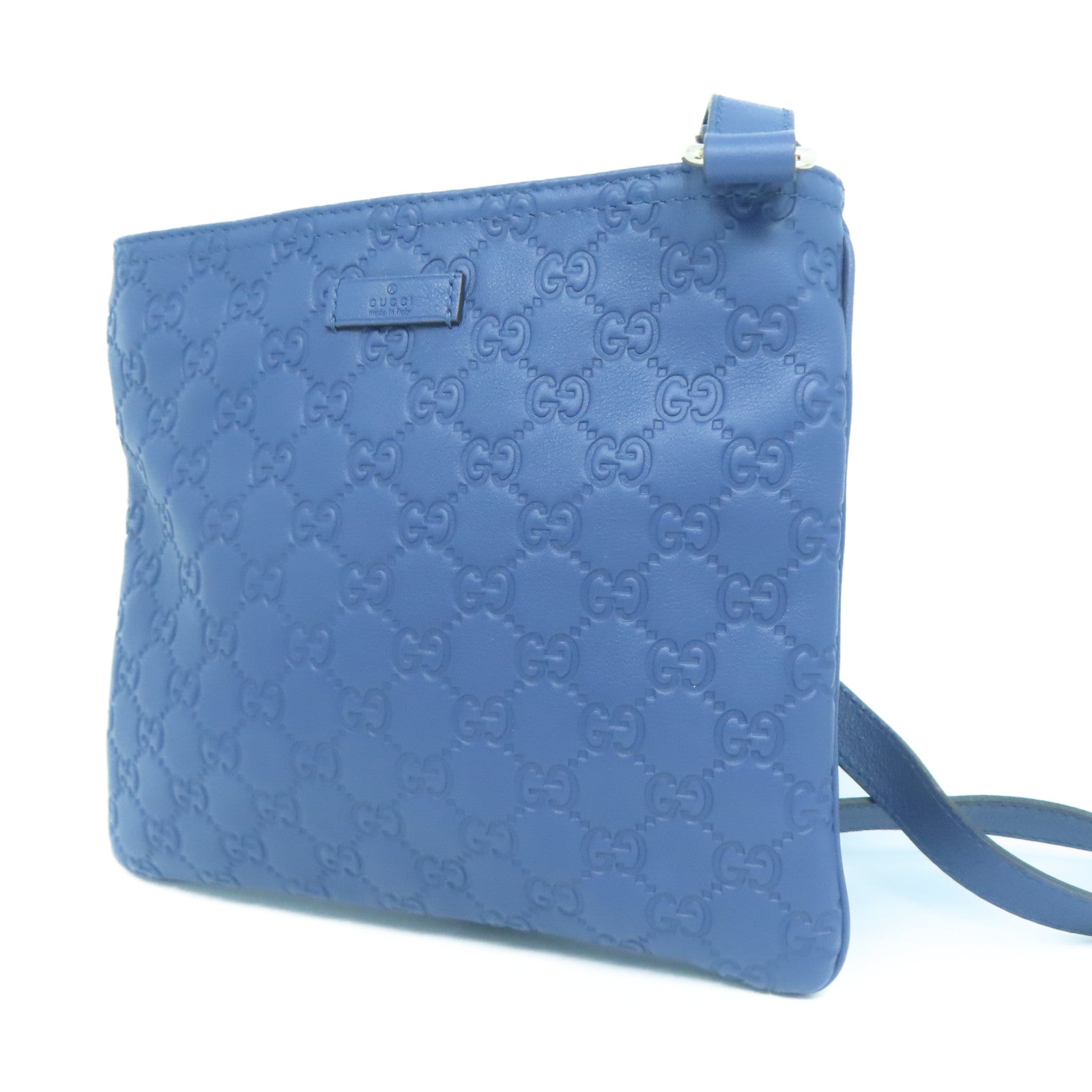GUCCI 牛皮皮革Shoulder Bag銀扣肩背袋藍色