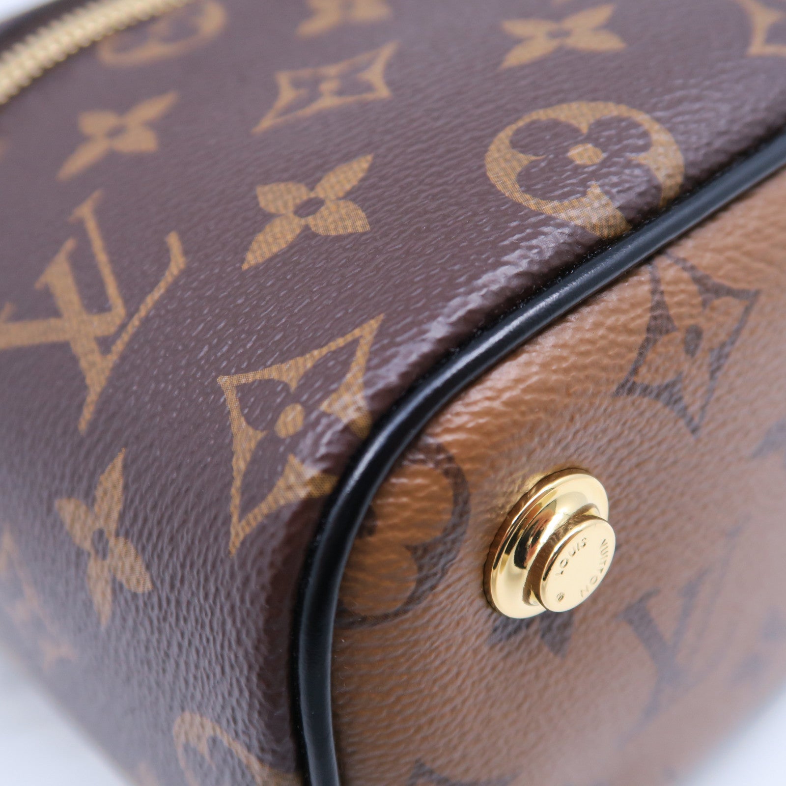 LOUIS VUITTON Monogram Vanity PM金扣手挽肩背兩用袋棕色
