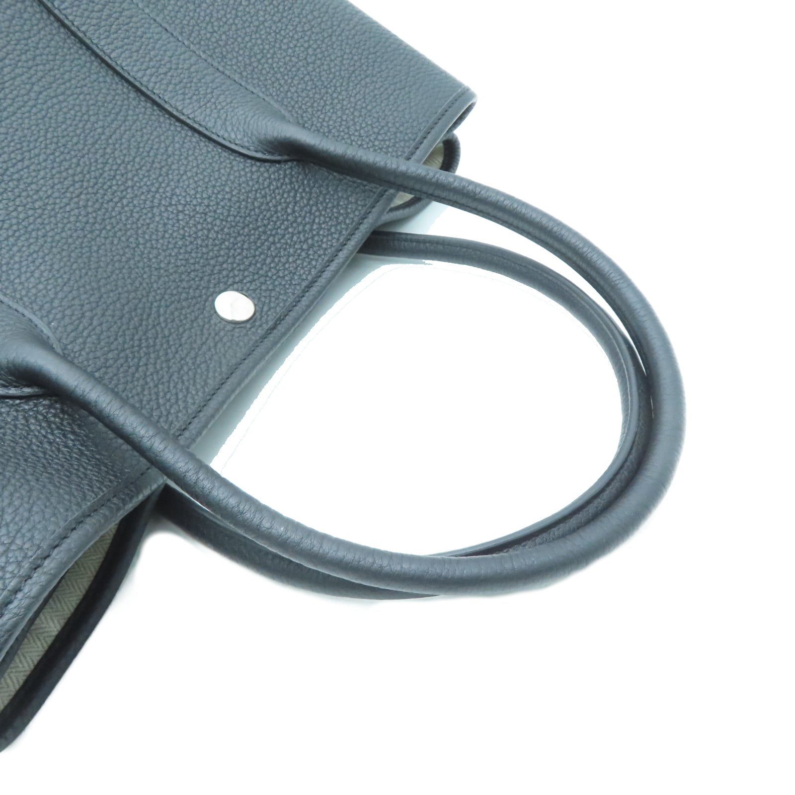 HERMES Taurillon Clemence皮革GardenParty PM銀扣手挽袋黑色