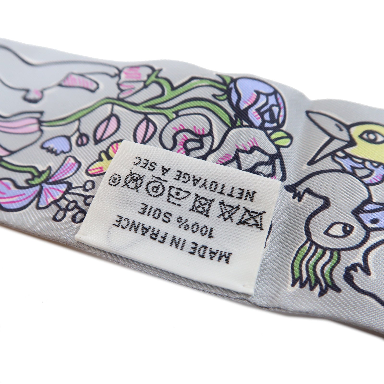 HERMES 絲質Twilly Scarf絲巾灰色