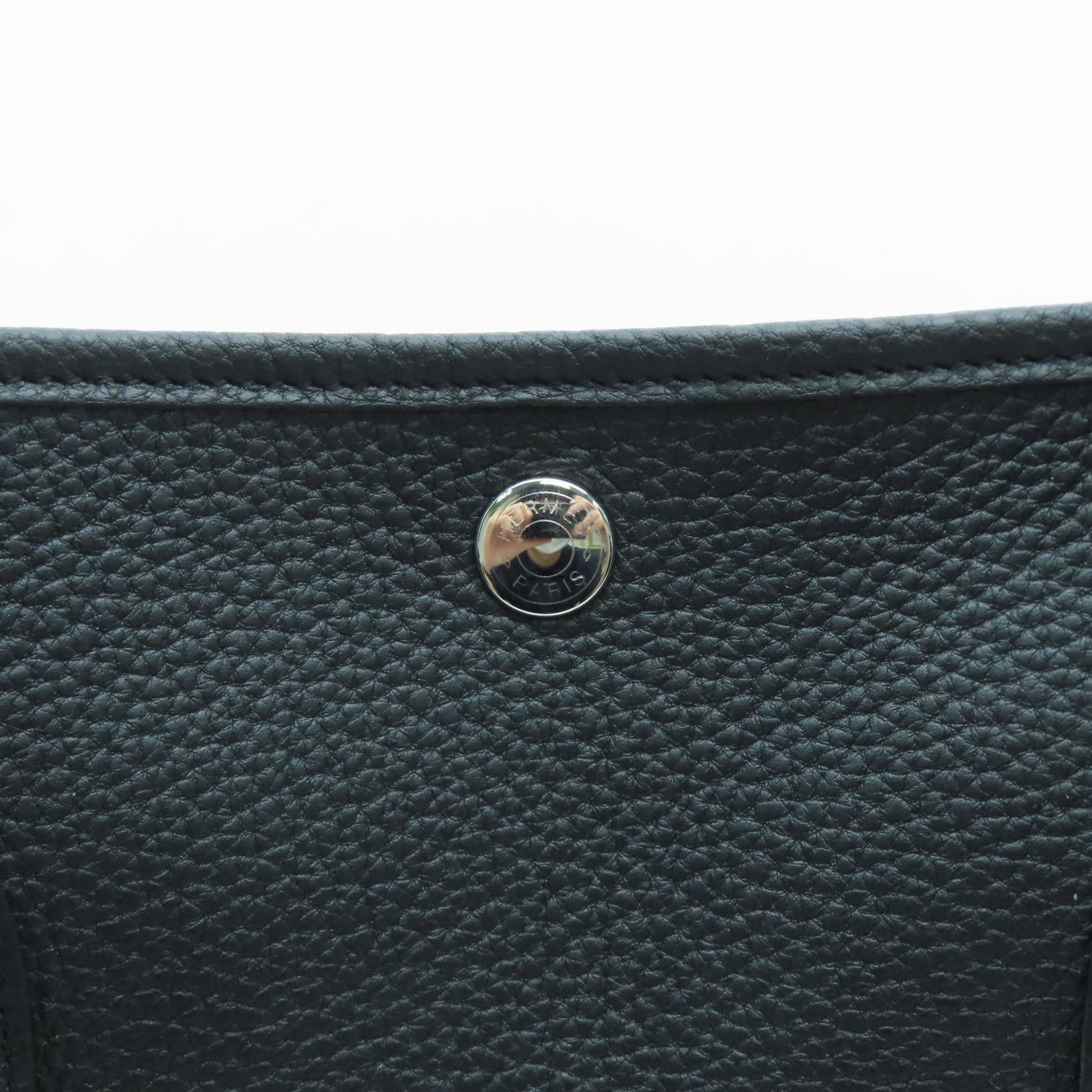 HERMES Taurillon Clemence皮革GardenParty PM銀扣手挽袋黑色