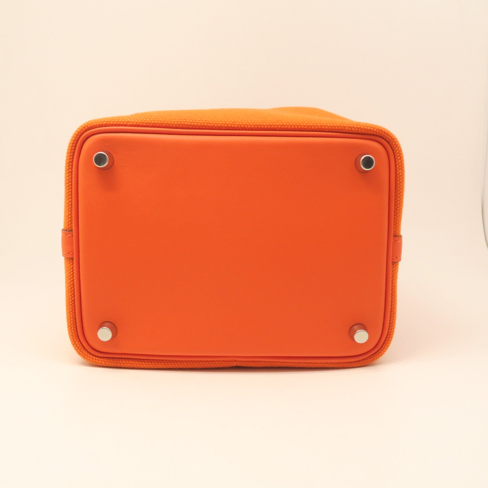 HERMES Goeland/Swift Leather Picotin Cargo Silver Buckle Handle Bag Orange