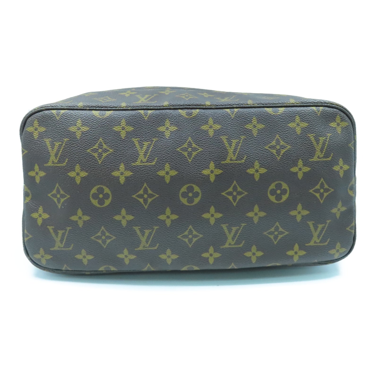 LOUIS VUITTON Monogram Neverfull MM gold buckle handle bag brown