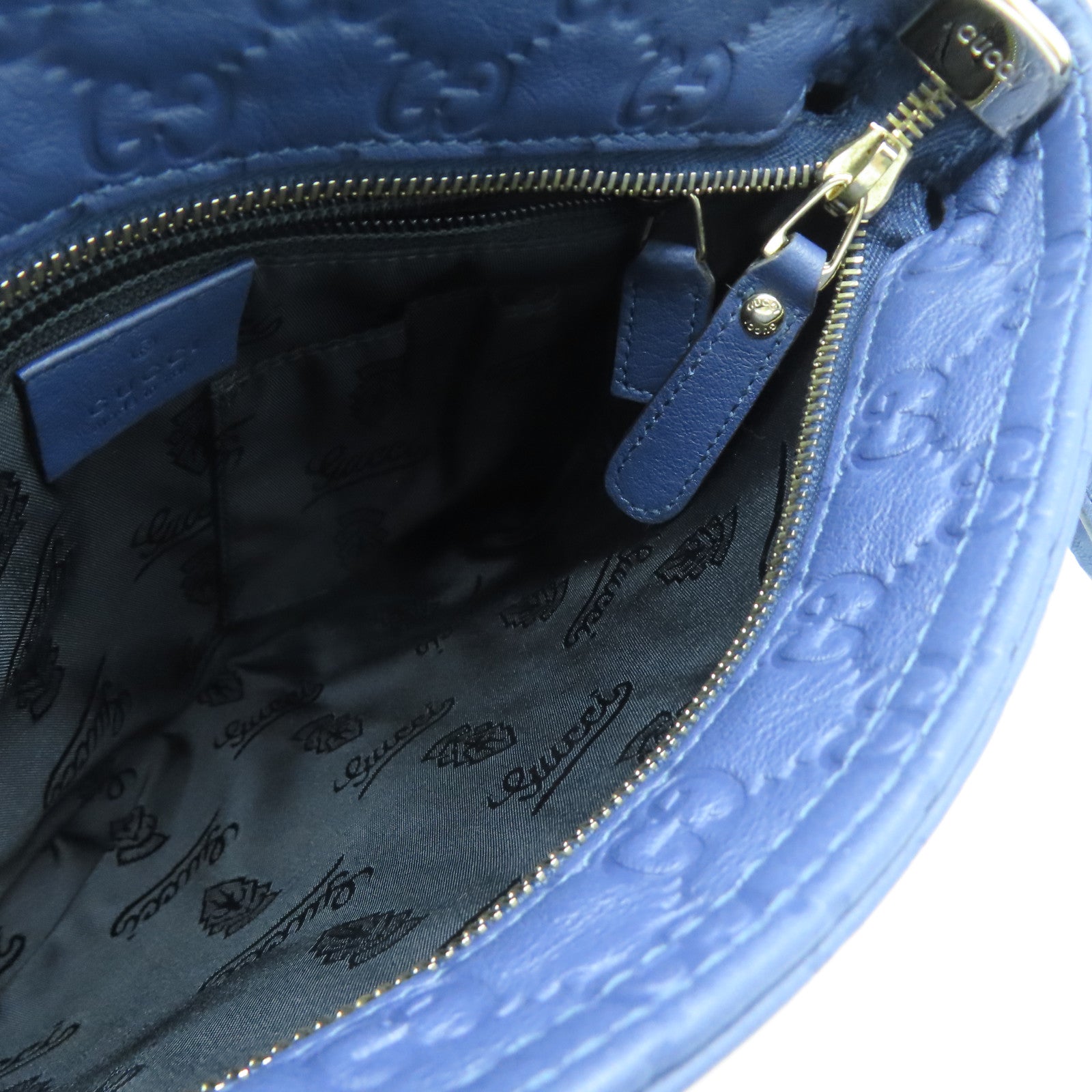 GUCCI 牛皮皮革Shoulder Bag銀扣肩背袋藍色