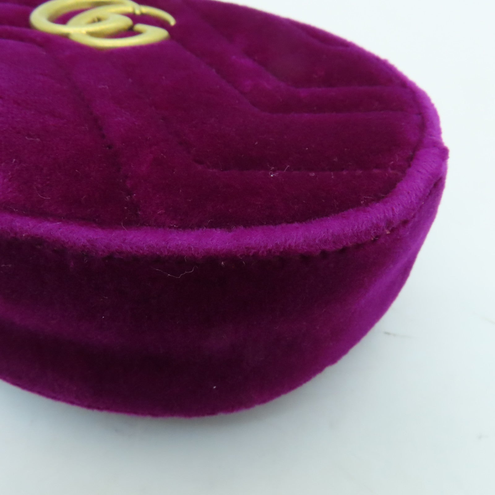 GUCCI Velvet GG Marmont Belt Bag Purple