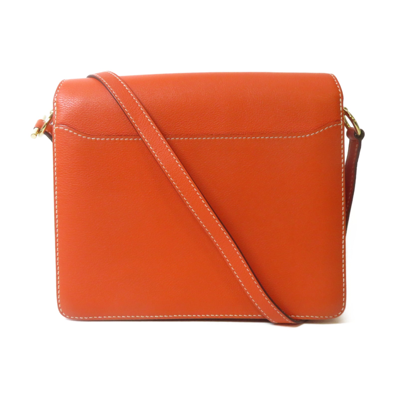 HERMES Evercolor皮革Roulis 23金扣肩背袋Orange Poppy罌粟花橘色