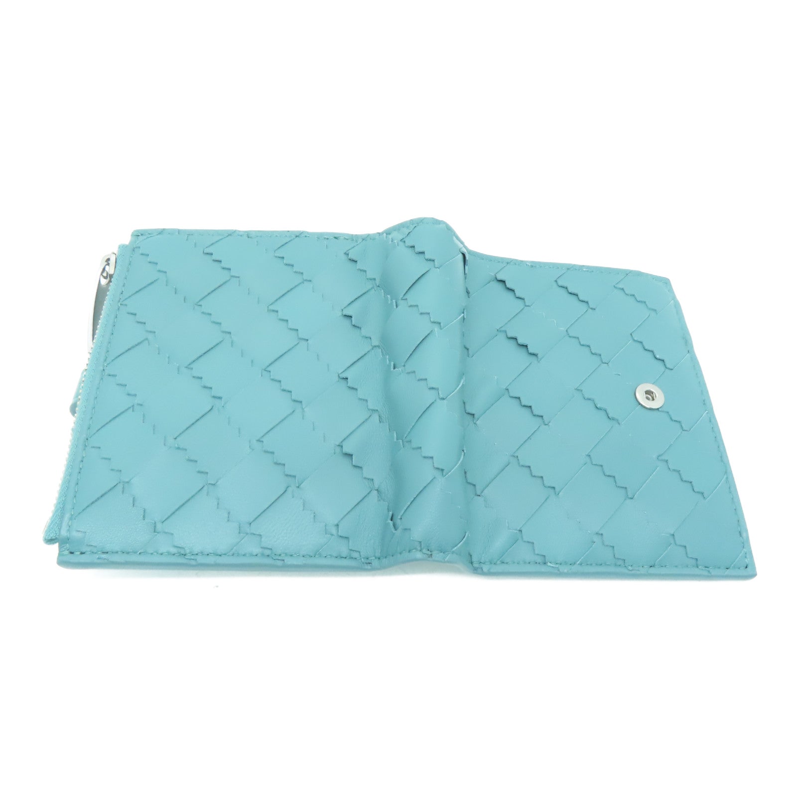 BOTTEGA VENETA 织纹皮革Wallet银扣钱包绿色