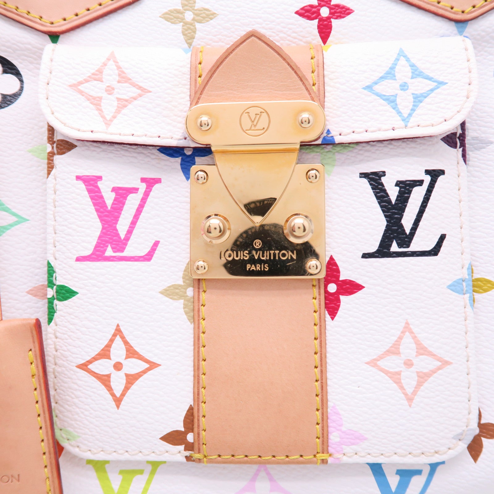LOUIS VUITTON Monogram Multicolore Speedy 30金扣手挽袋白色