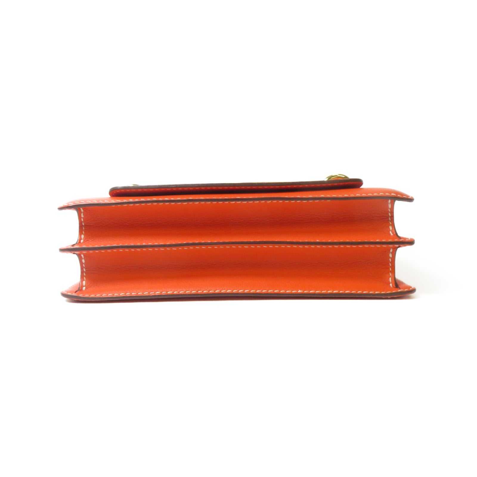 HERMES Evercolor皮革Roulis 23金扣肩背袋Orange Poppy罌粟花橘