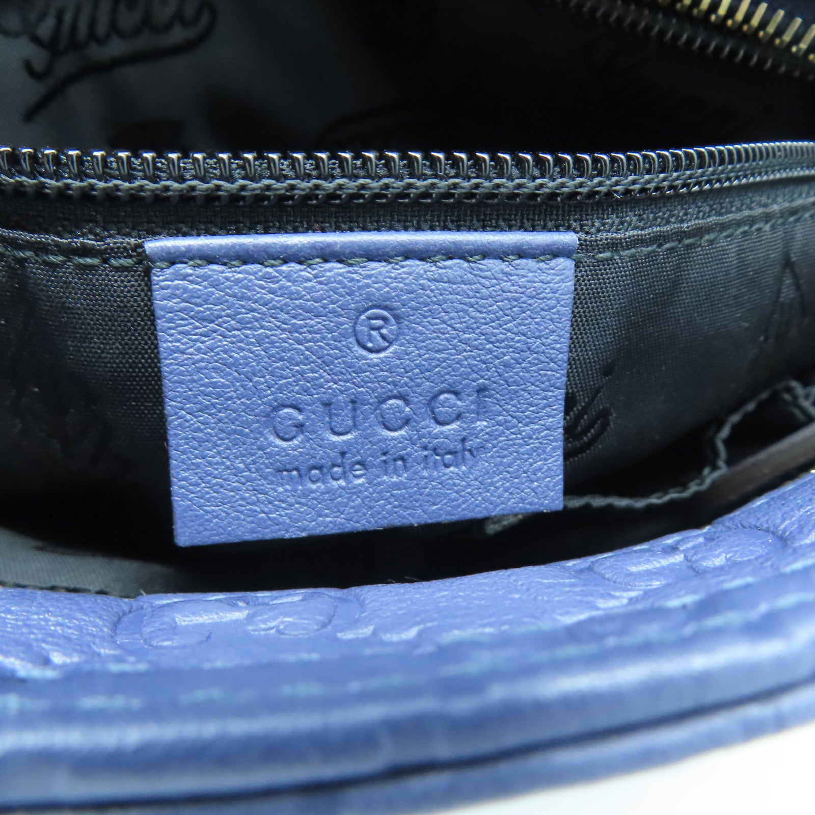 GUCCI 牛皮皮革Shoulder Bag銀扣肩背袋藍色
