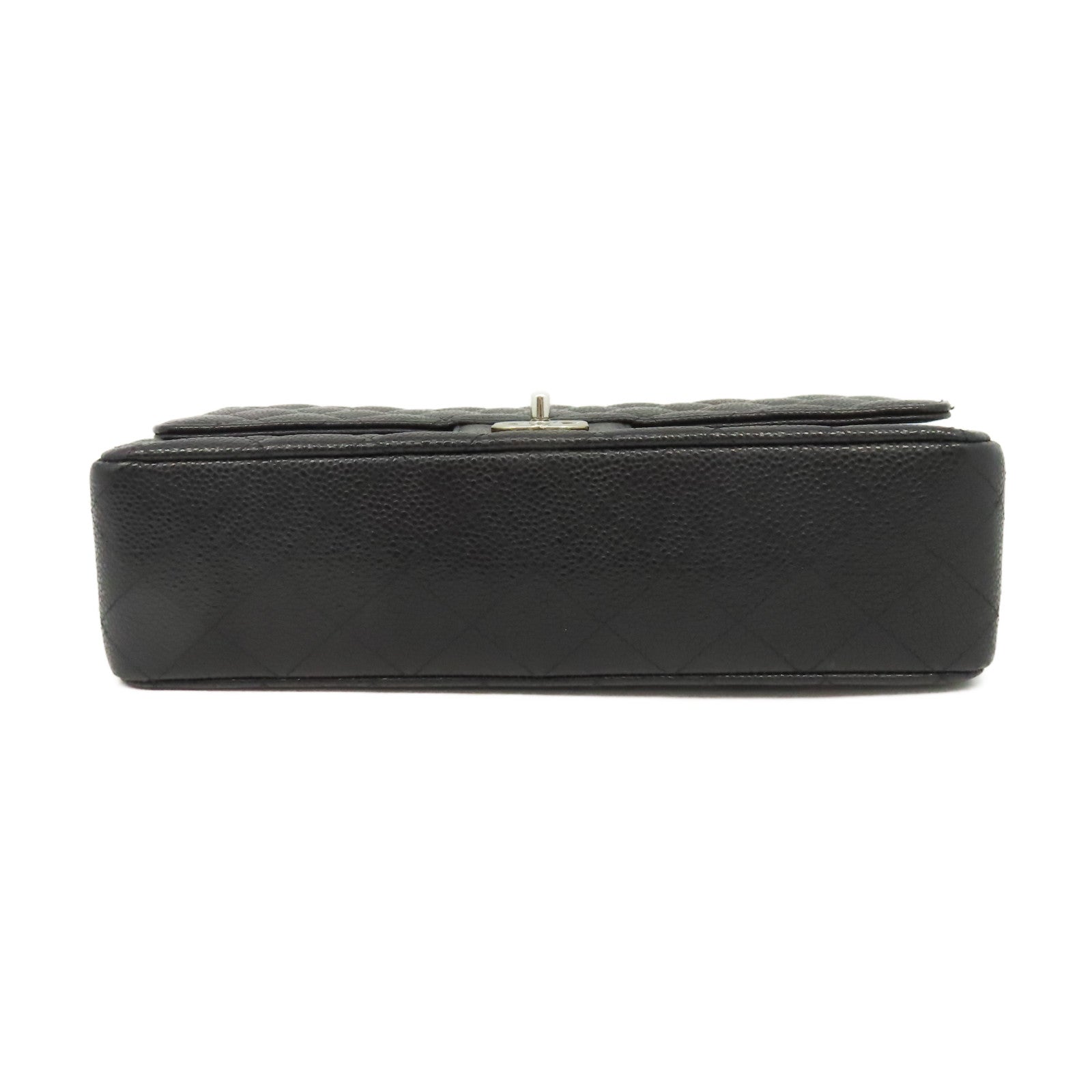 CHANEL 菱格Caviar皮革Classic 25銀扣鏈帶肩背袋黑色