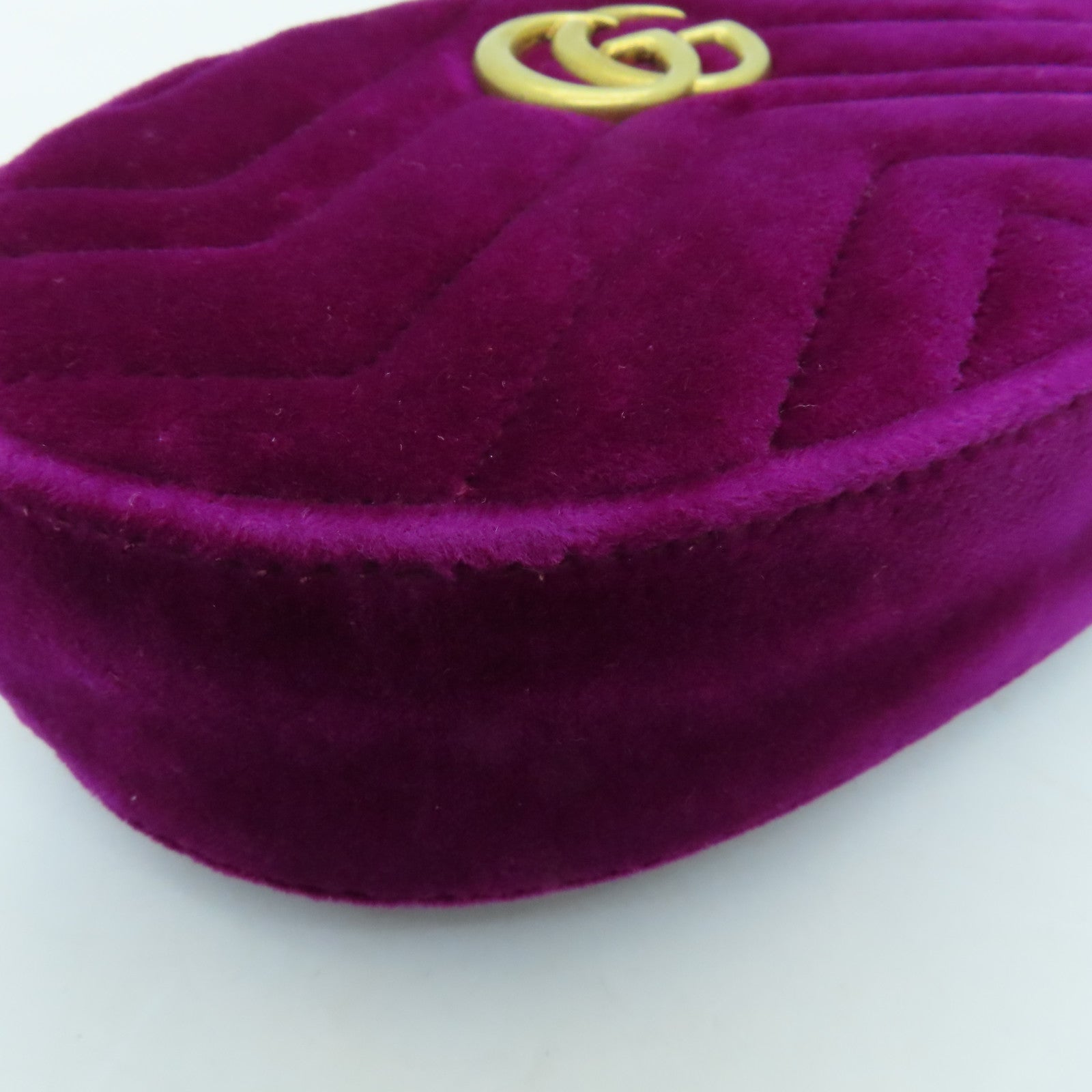 GUCCI Velvet GG Marmont Belt Bag Purple