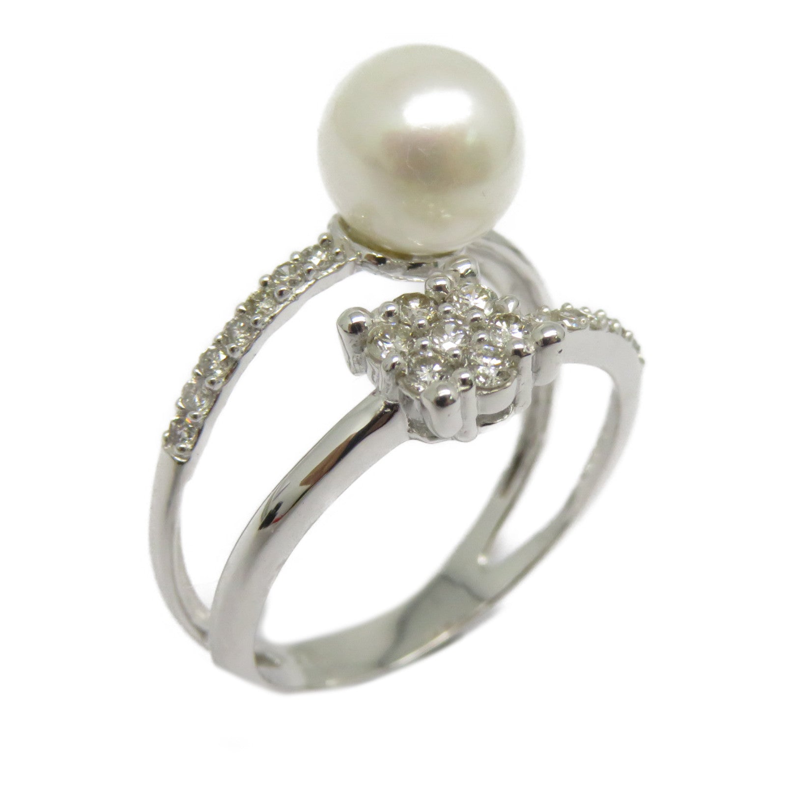 JEWELRY 【激減優惠】18K白金Pearl Ring 2.917ct珍珠/0.28ct鑽石戒指US#6