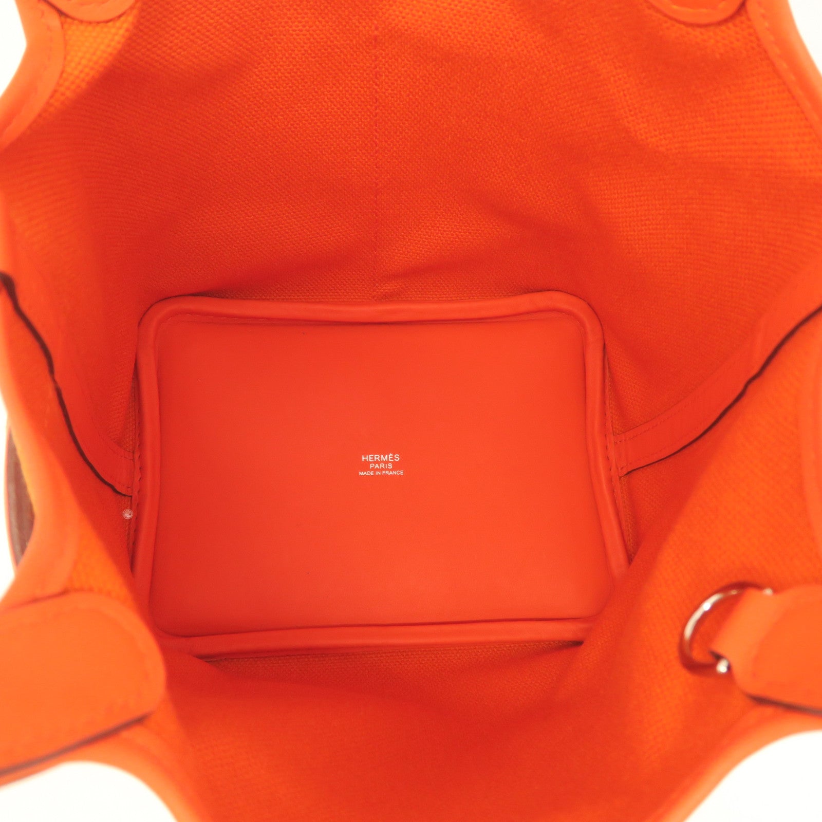 HERMES Goeland/Swift Leather Picotin Cargo Silver Buckle Handle Bag Orange