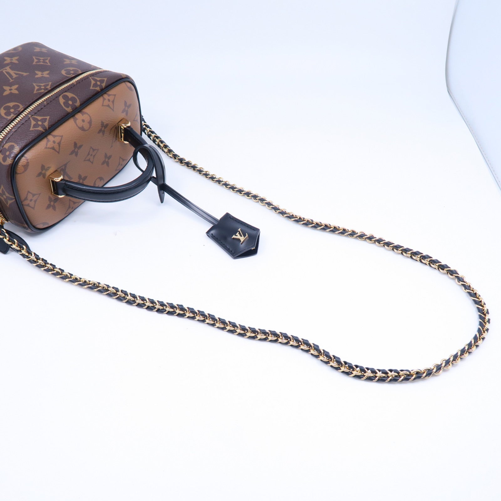 LOUIS VUITTON Monogram Vanity PM金扣手挽肩背兩用袋棕色
