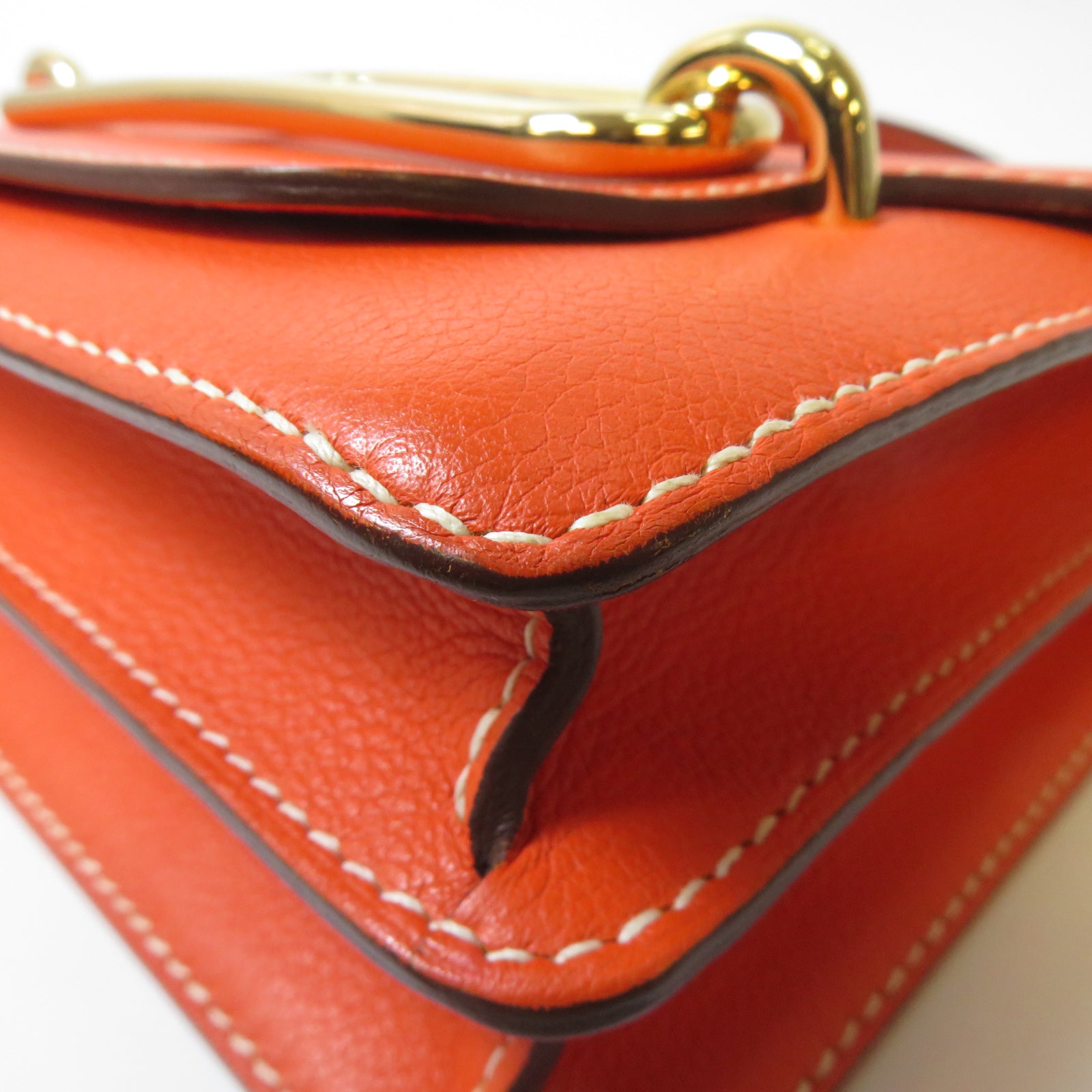 HERMES Evercolor皮革Roulis 23金扣肩背袋Orange Poppy罌粟花橘色
