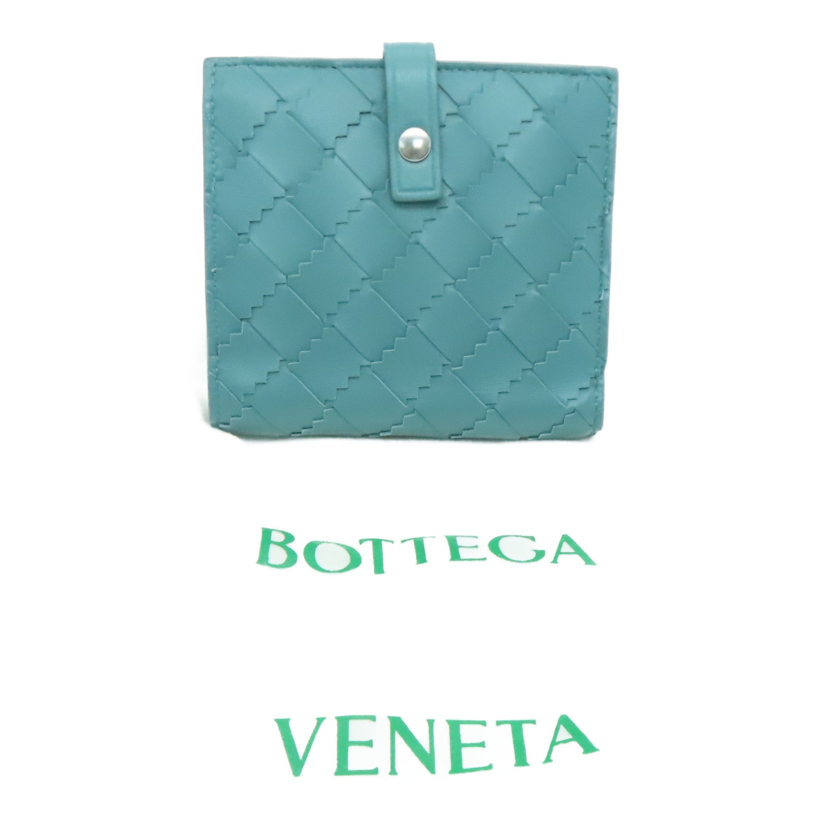 BOTTEGA VENETA 织纹皮革Wallet银扣钱包绿色