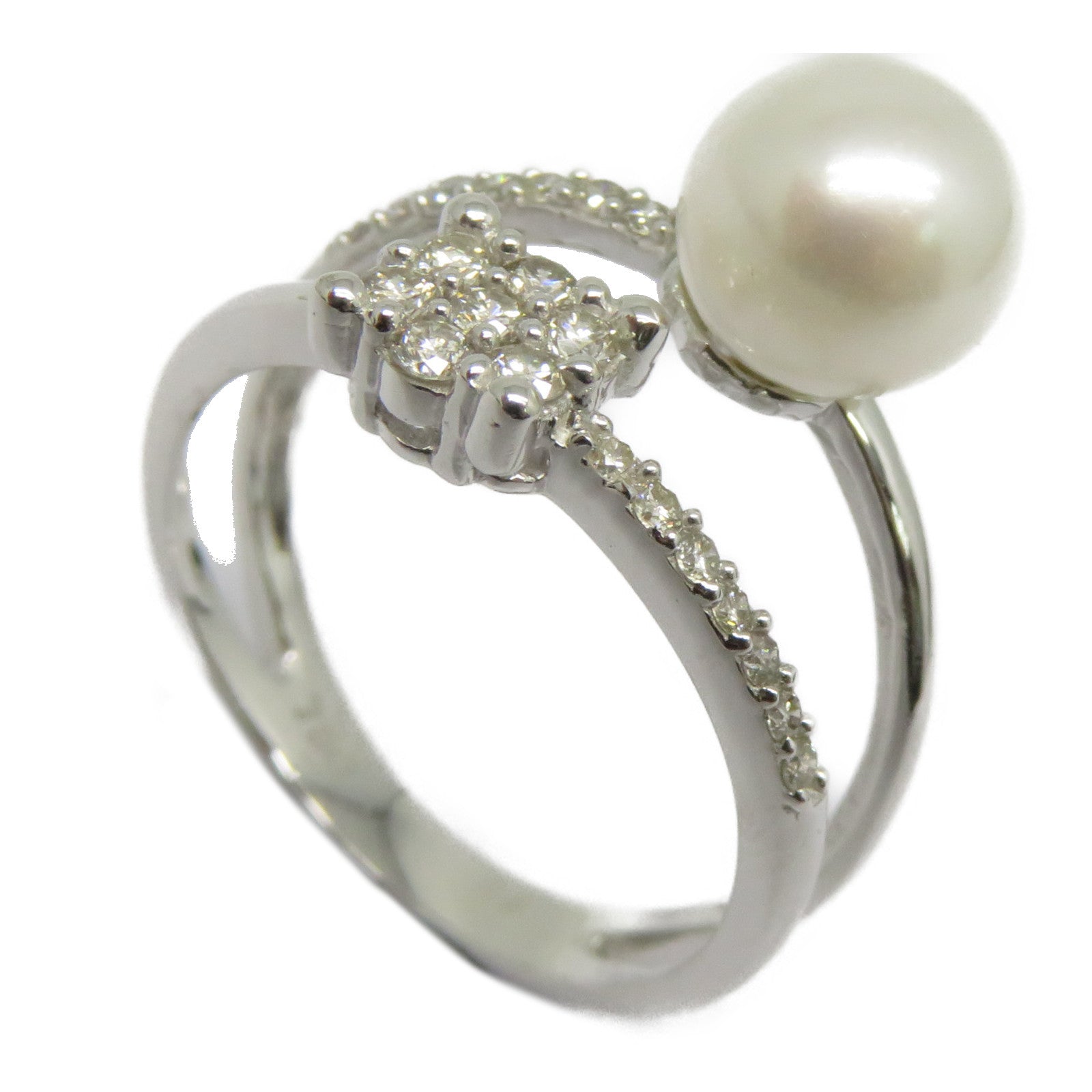 JEWELRY 【激減優惠】18K白金Pearl Ring 2.917ct珍珠/0.28ct鑽石戒指US#6