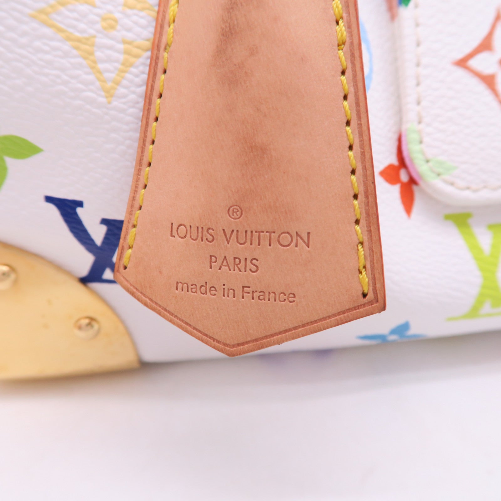 LOUIS VUITTON Monogram Multicolore Speedy 30金扣手挽袋白色