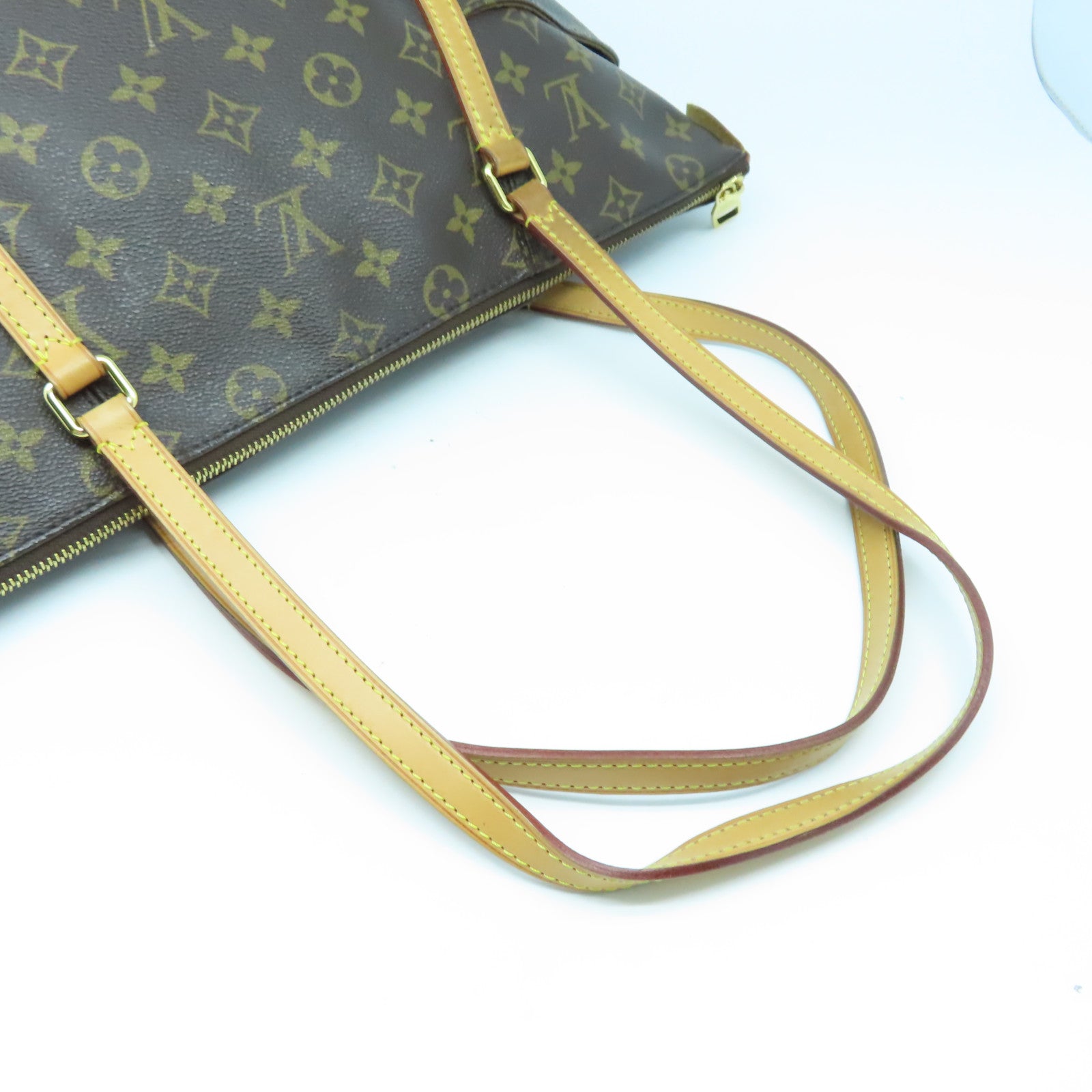 LOUIS VUITTON Monogram Totally MM金扣手挽袋棕色
