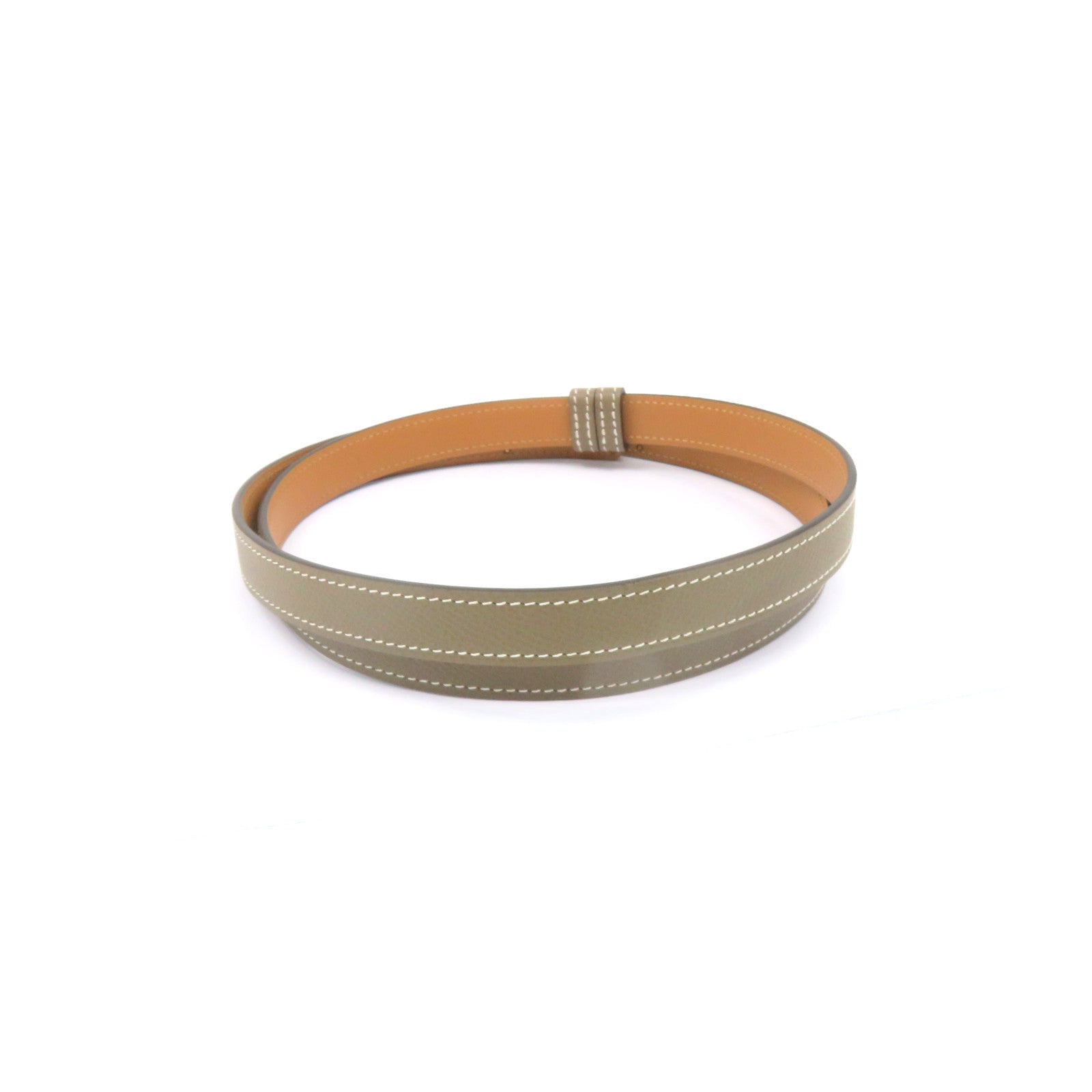 HERMES Epsom皮革Kelly Belt金扣皮革带Etoupe啡色