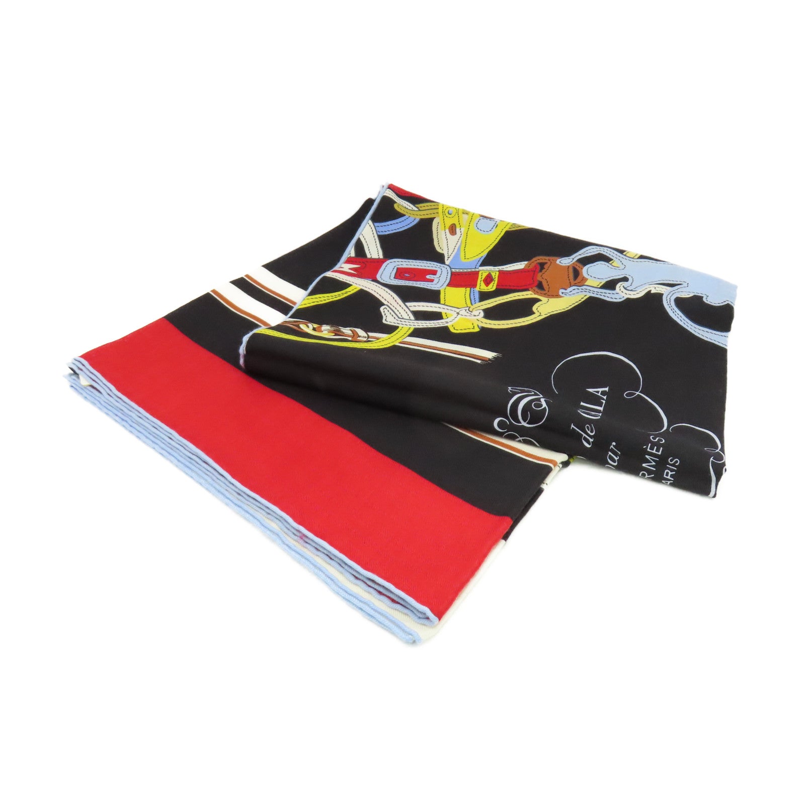 HERMES 羊絨/絲質Scarf140絲巾黑色/彩色